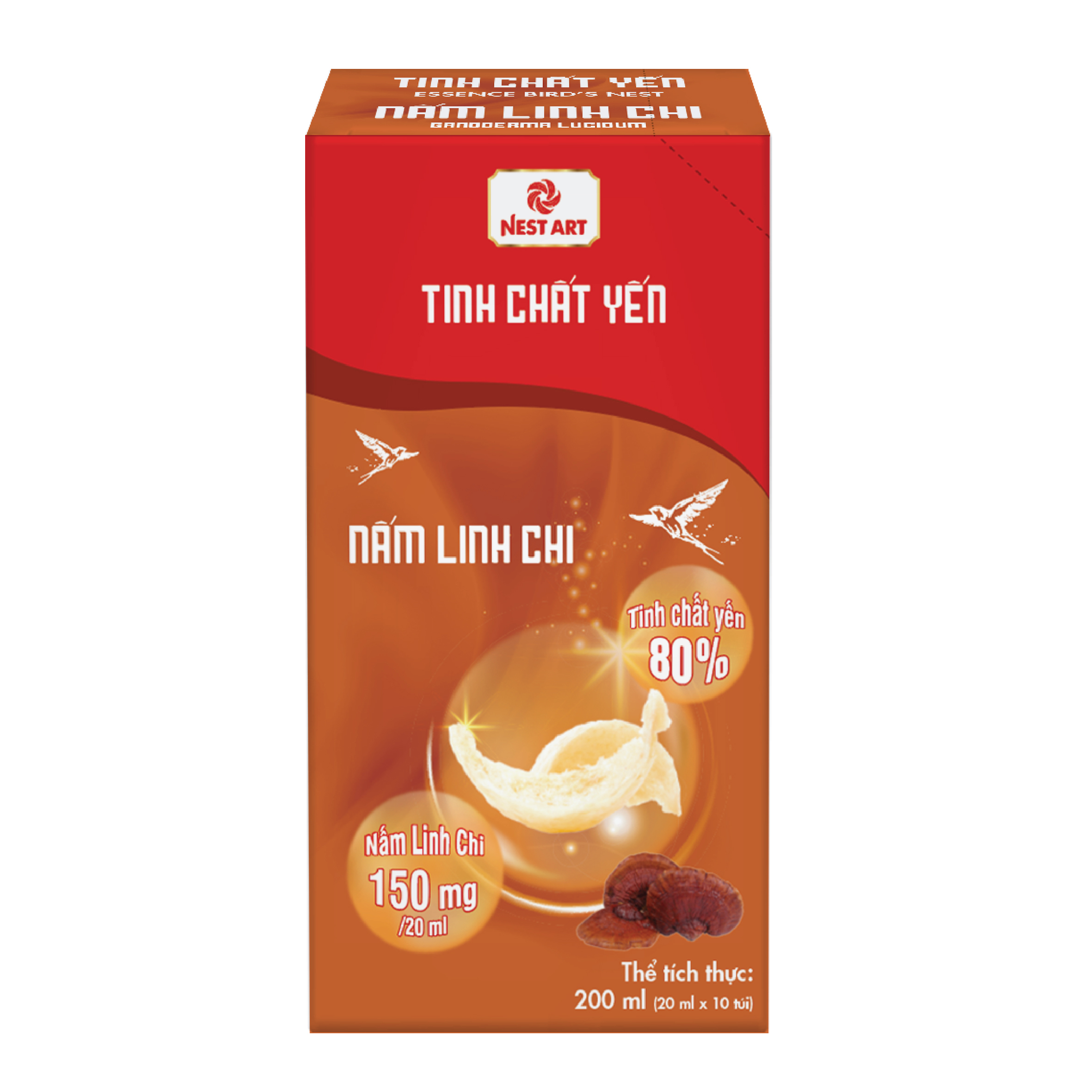 Tinh chất Yến nấm Linh Chi (hộp 10 gói) - Phân phối chính hãng
