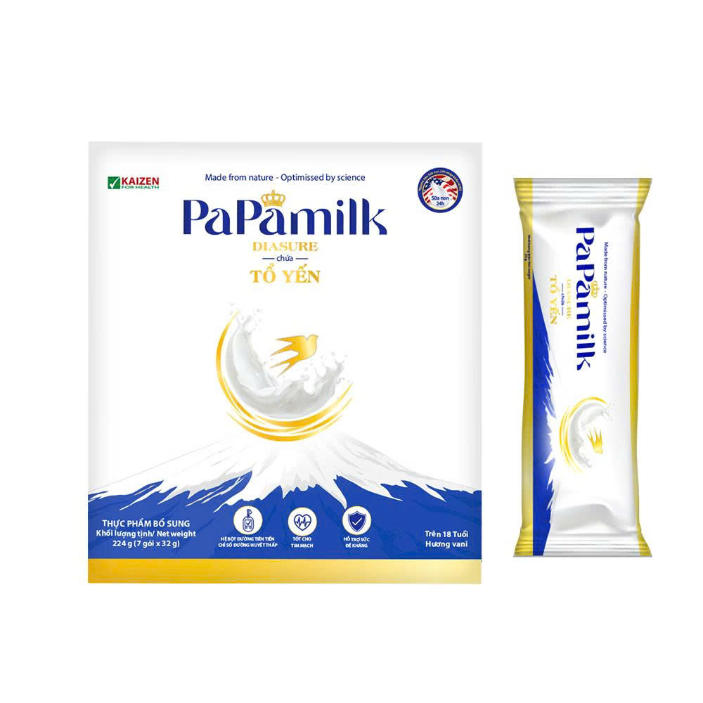 Sữa non tổ yến Papamilk Diasure - Dành cho mẹ bầu & người tiểu đường (7góix32g)