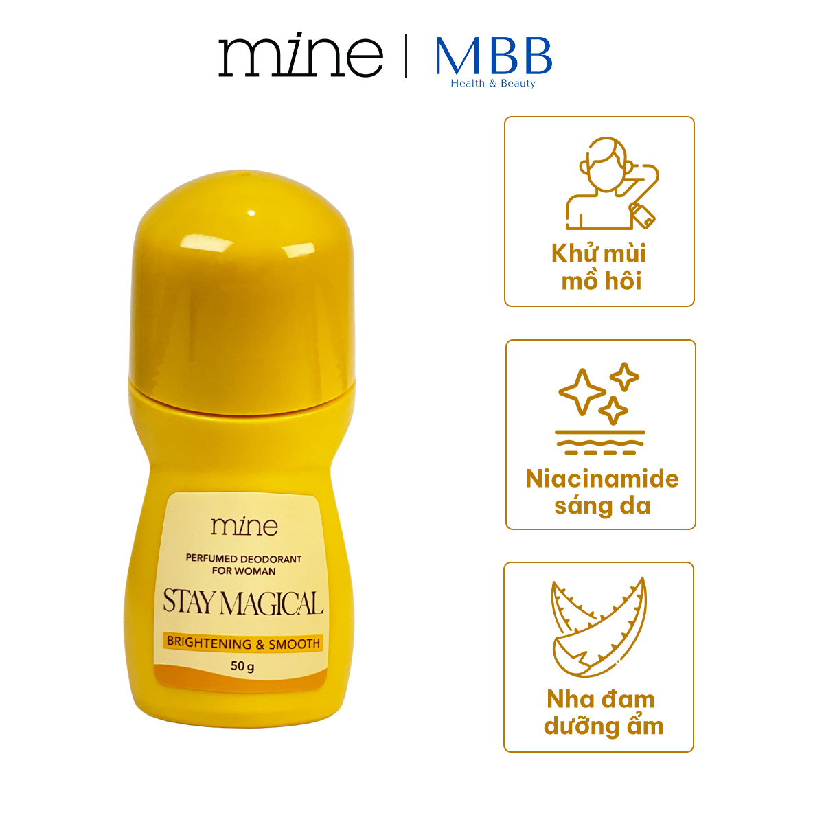 Lăn khử mùi nữ hương nước hoa Mine Stay Magical 50g - Phân phối chính hãng