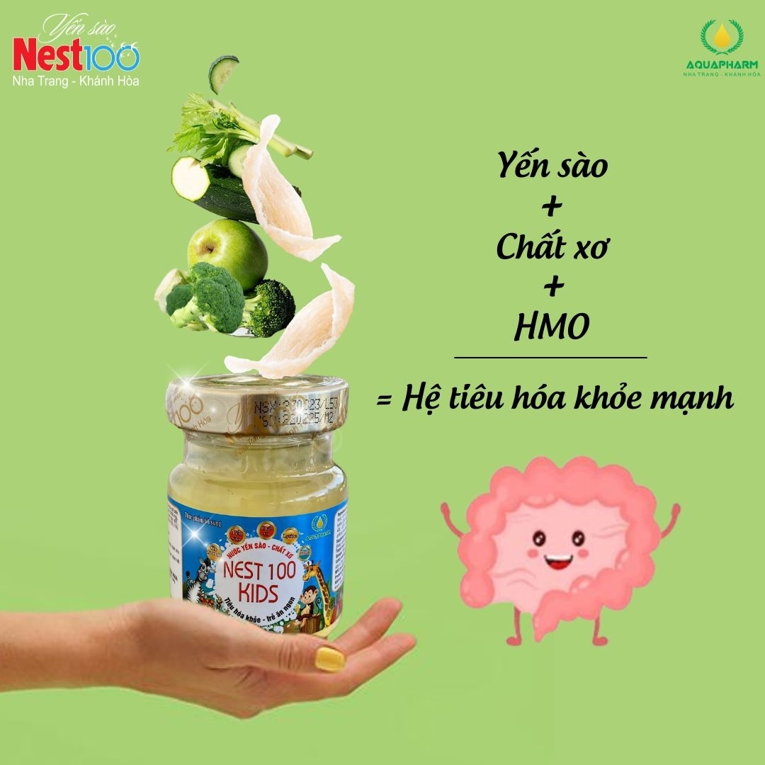 Nước Yến sào Nest100 Kids – Chất xơ tiêu hóa khỏe mạnh (6 lọ)