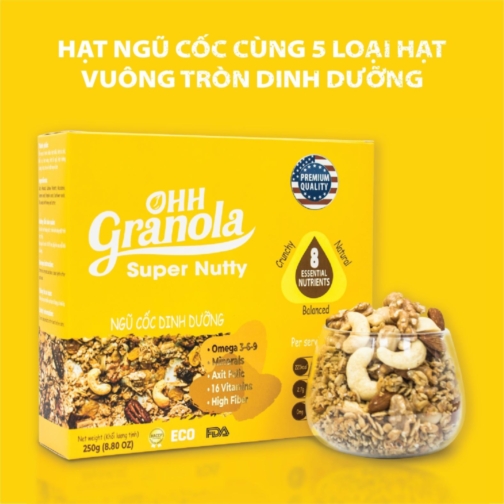 Ngũ Cốc OHH Granola - Dòng Super Nutty hạt siêu dinh dưỡng