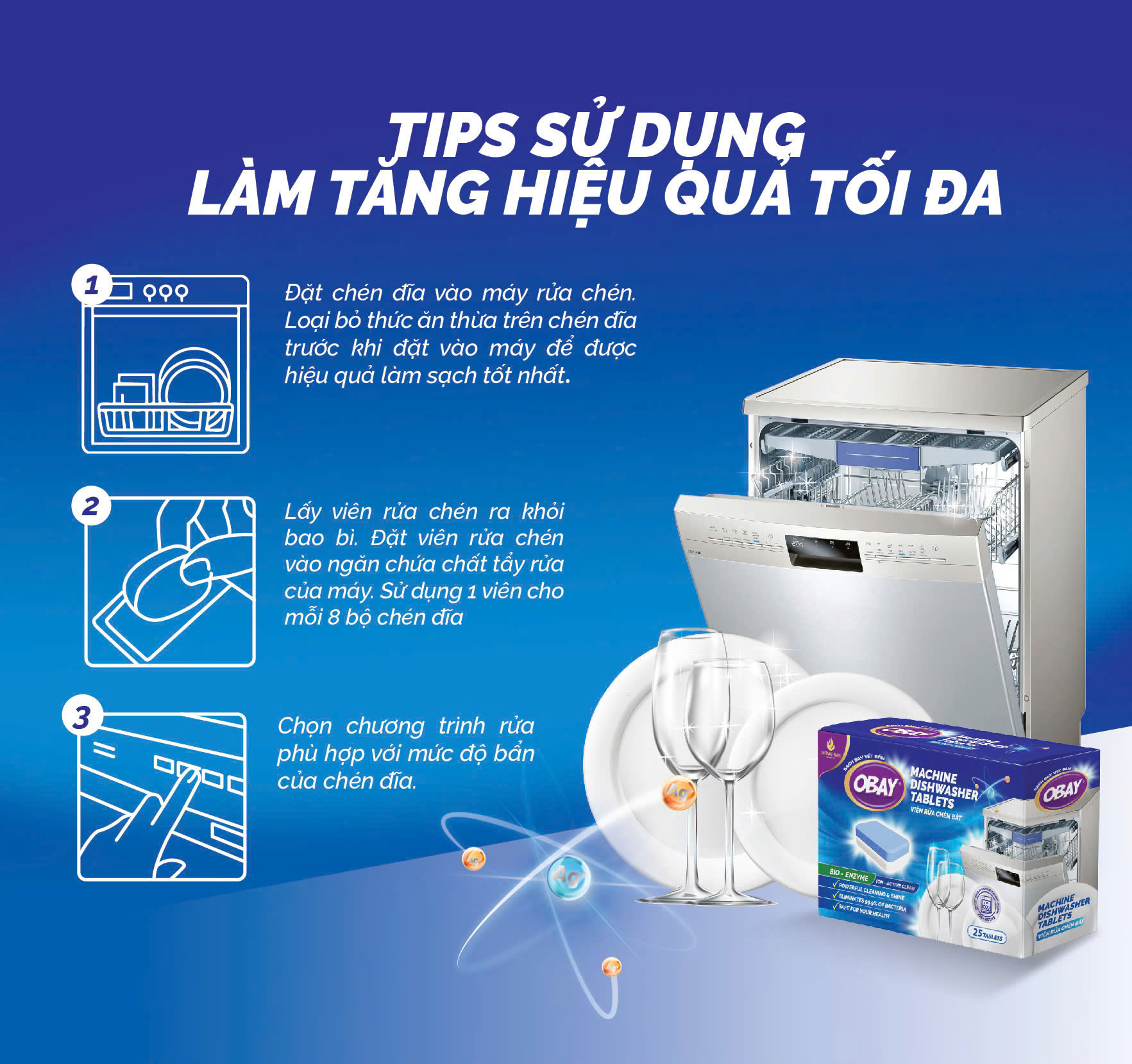 Viên rửa chén OBAY không mùi 500gram - Hộp 25 viên (dùng cho máy rửa bát) - 5