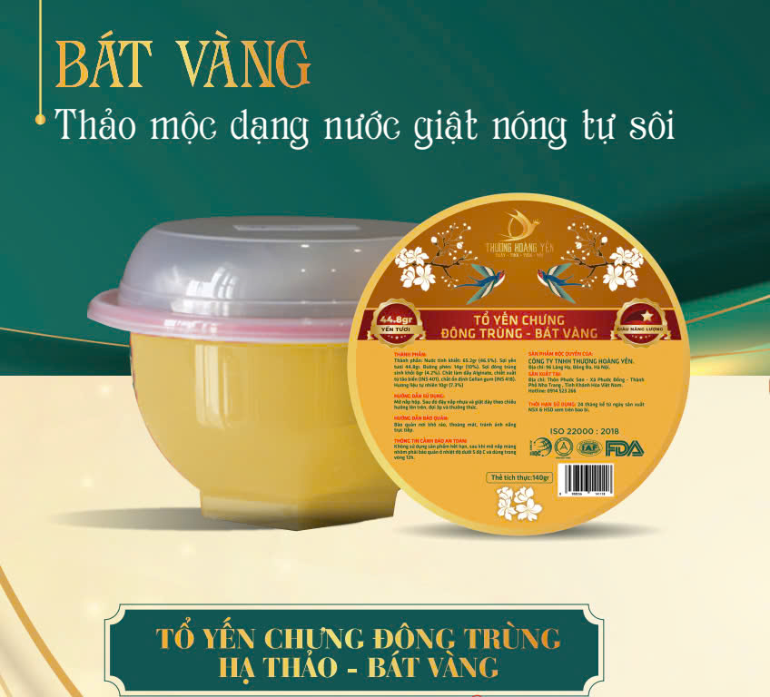 Tổ yến chưng TỰ SÔI Bát vàng các vị THƯỢNG HOÀNG YẾN 140gr - Phân phối chính hãng