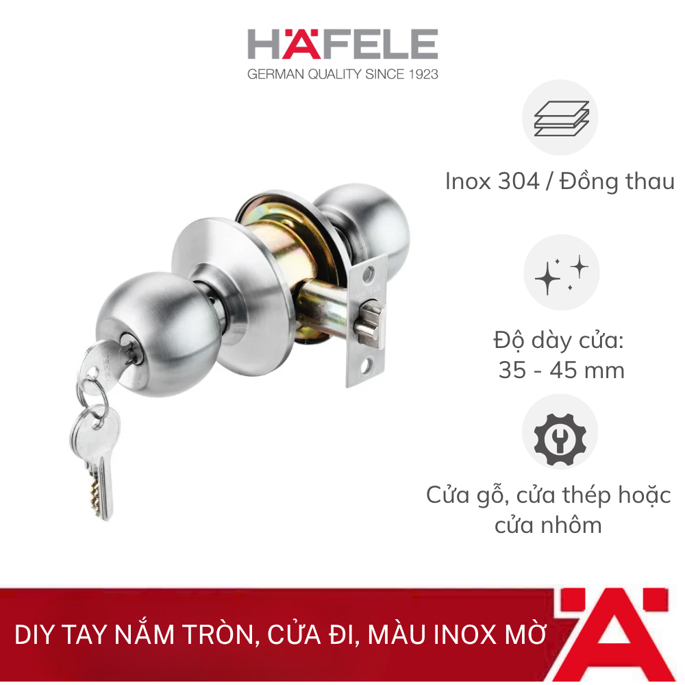 DIY TAY NẮM TRÒN, CỬA ĐI, MÀU INOX MỜ 489.93.130 - Phân phối chính hãng