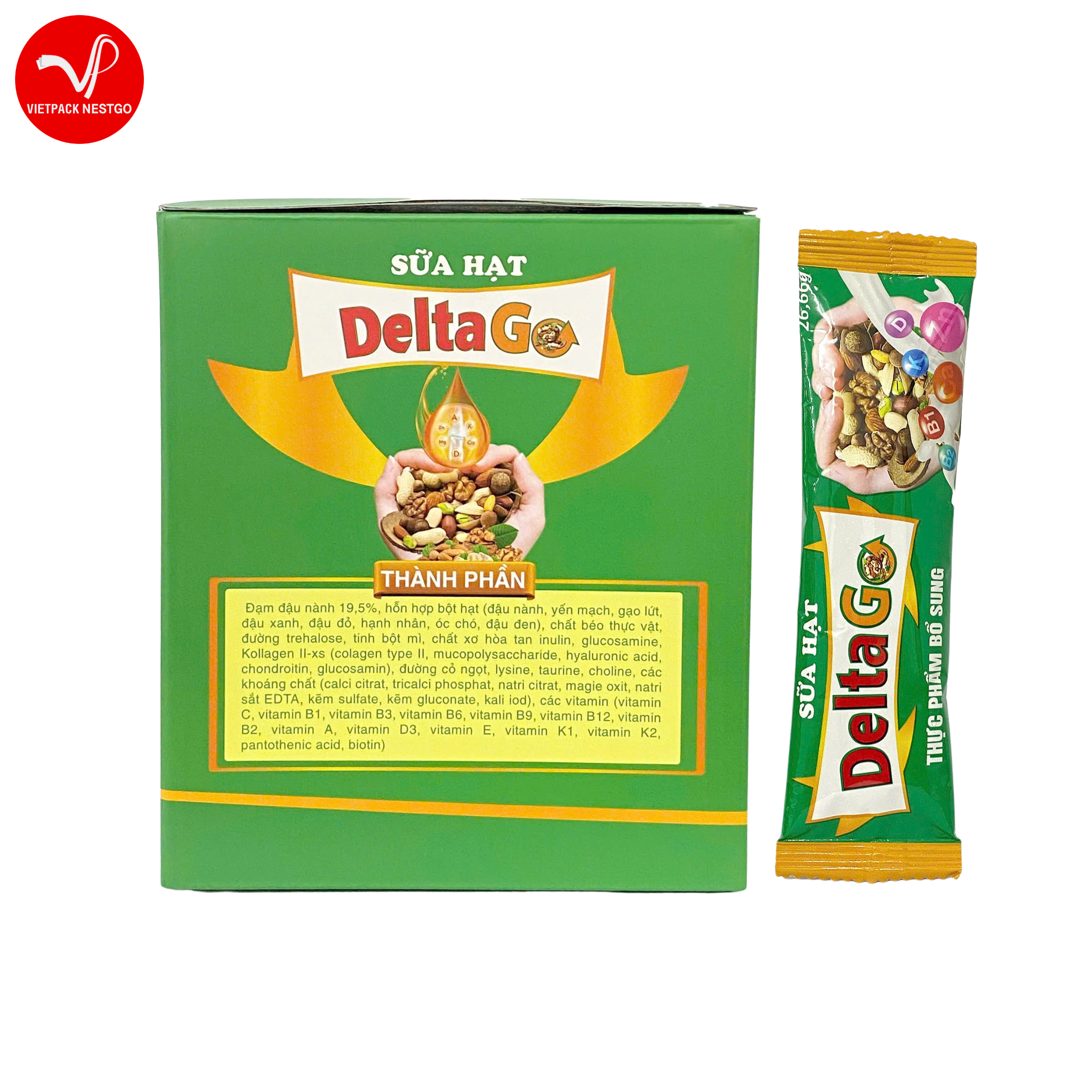 Sữa hạt Delta Go dinh dưỡng lành mạnh, hỗ trợ xương khớp, tăng cường sức khỏe (hộp 30gói)