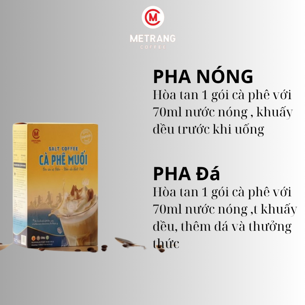 Mê Trang Cà Phê Muối Biển Việt – Dịu Êm Vị Biển, Đậm Đà Chất Việt - Hộp 12 stick x 18g