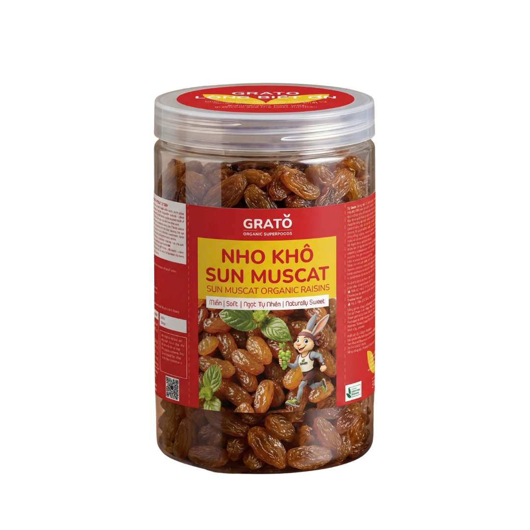 Nho khô Sun Muscat Hữu Cơ GRATO 500g - Phân phối chính hãng