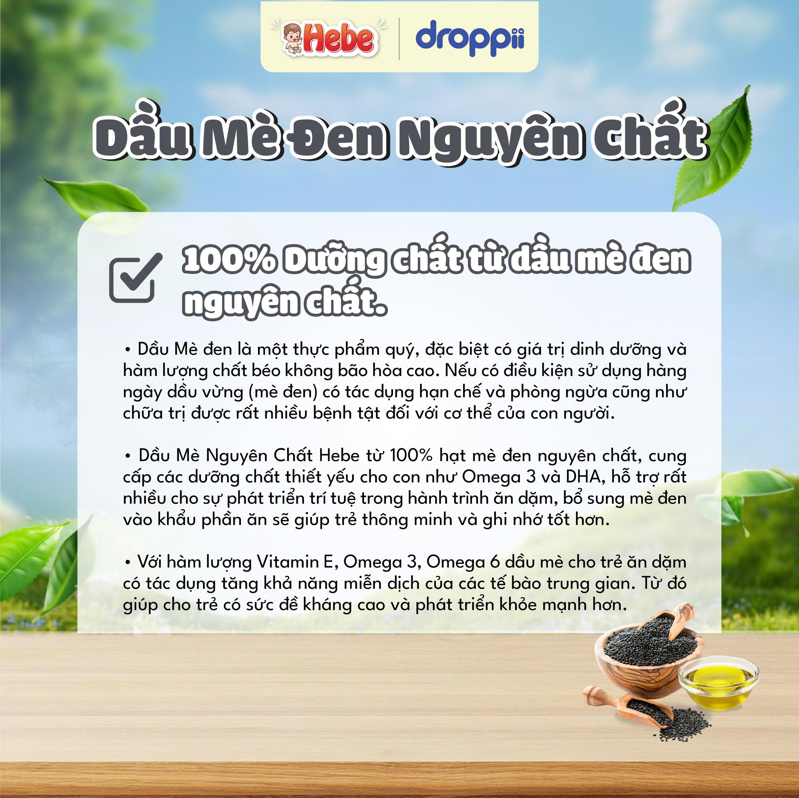 Dầu mè nguyên chất HEBE (chai 100ml) - 5
