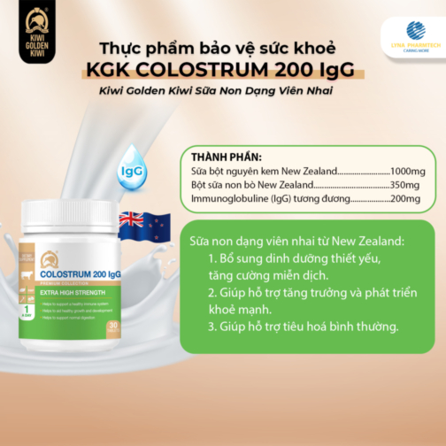 Viên nhai sữa non KGK Colostrum 200 IgG kháng thể liều cao