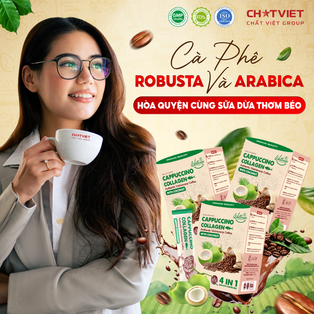 Cà phê dừa Cappuccino Collagen – Giúp tỉnh táo, đẹp da (20 gói x 18g) - 3