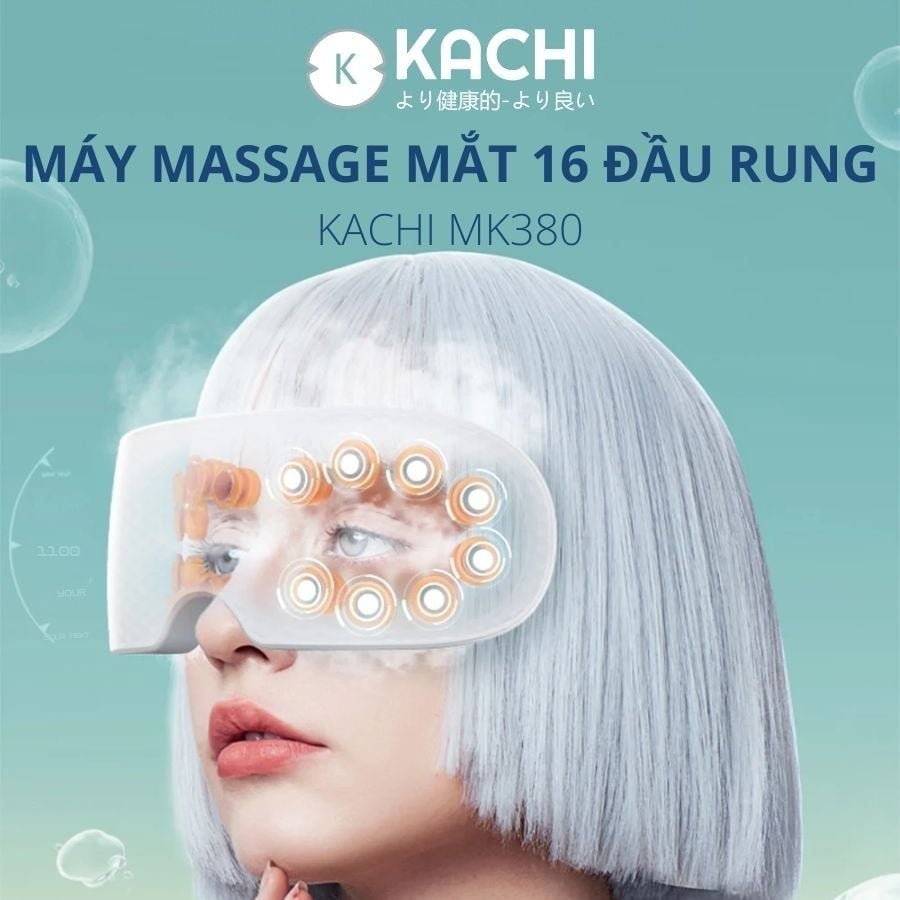Máy massage mắt 16 đầu rung KACHI MK380 phun sương thư giãn