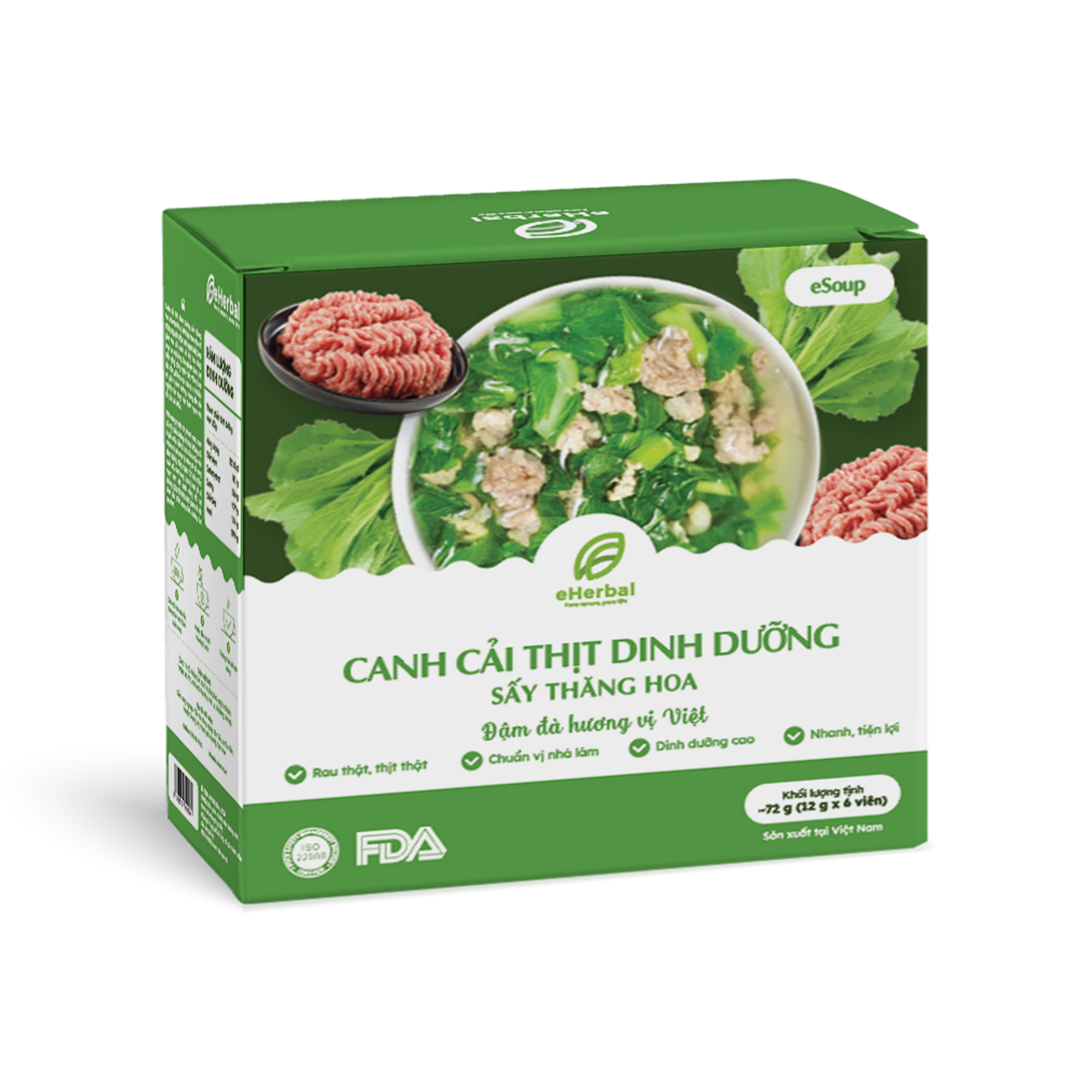 Canh cải thịt dinh dưỡng sấy thăng hoa eSoup