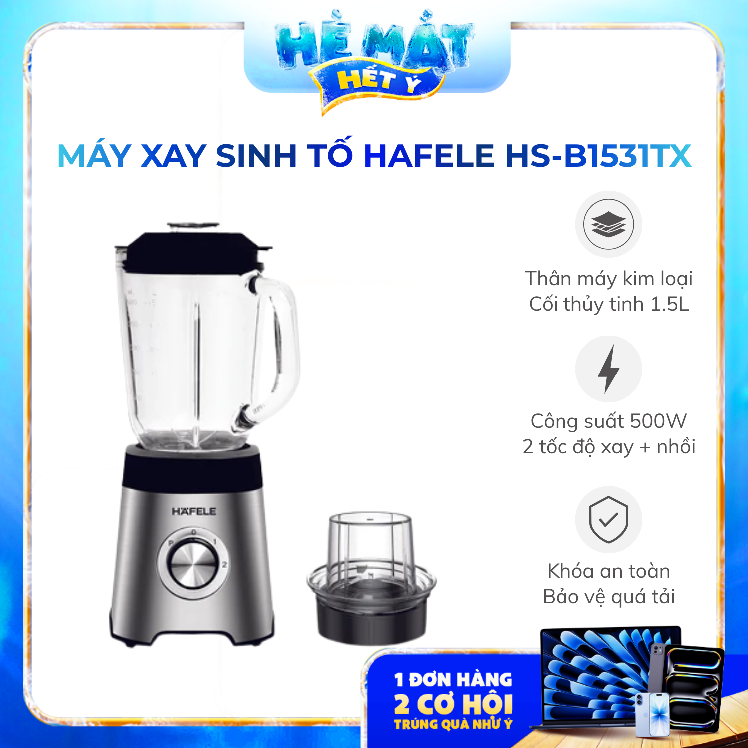Máy xay sinh tố Hafele HS-B1531TX 535.44.162 - Phân phối chính hãng
