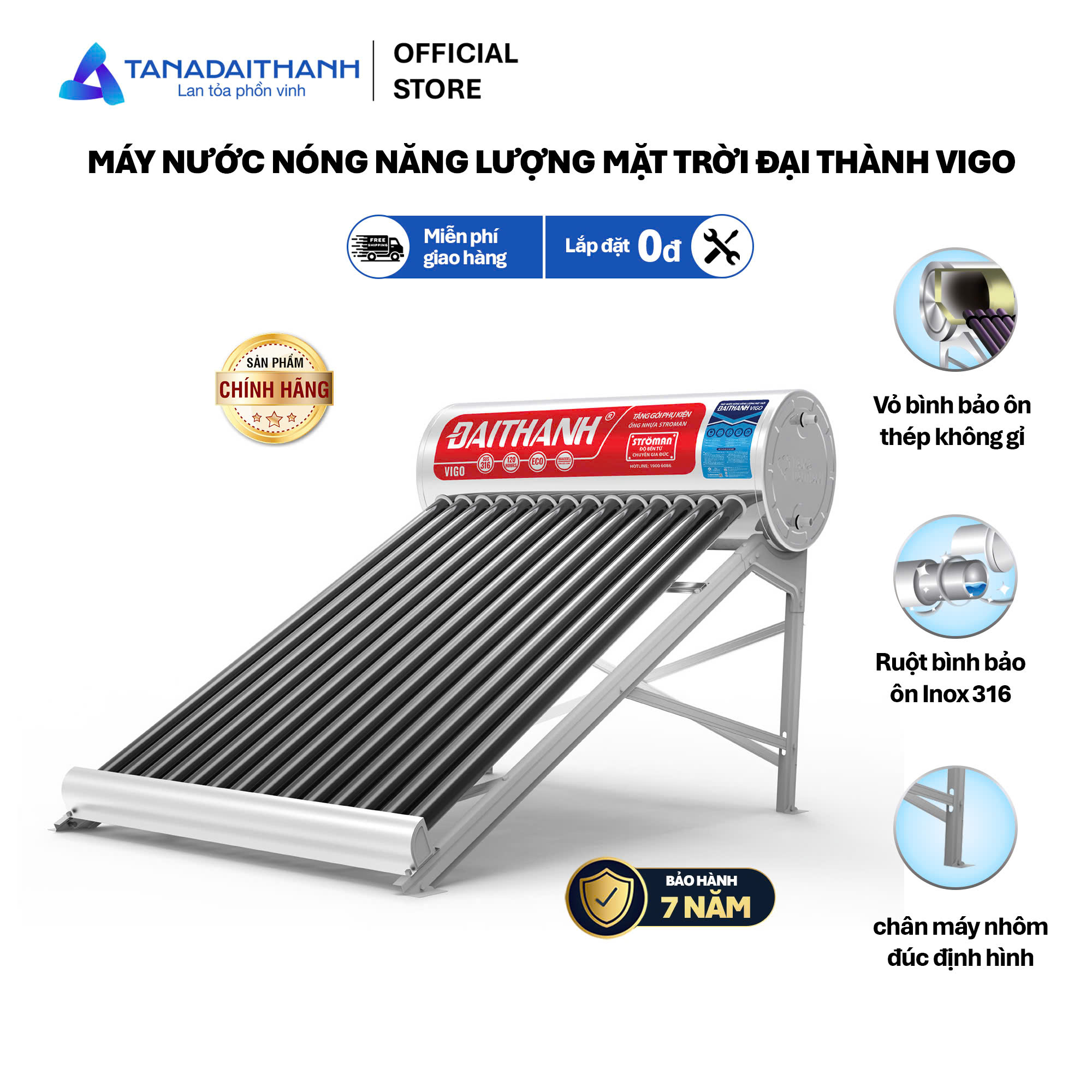 Máy nước nóng Năng lượng mặt trời Đại Thành Vigo 300L 58-28