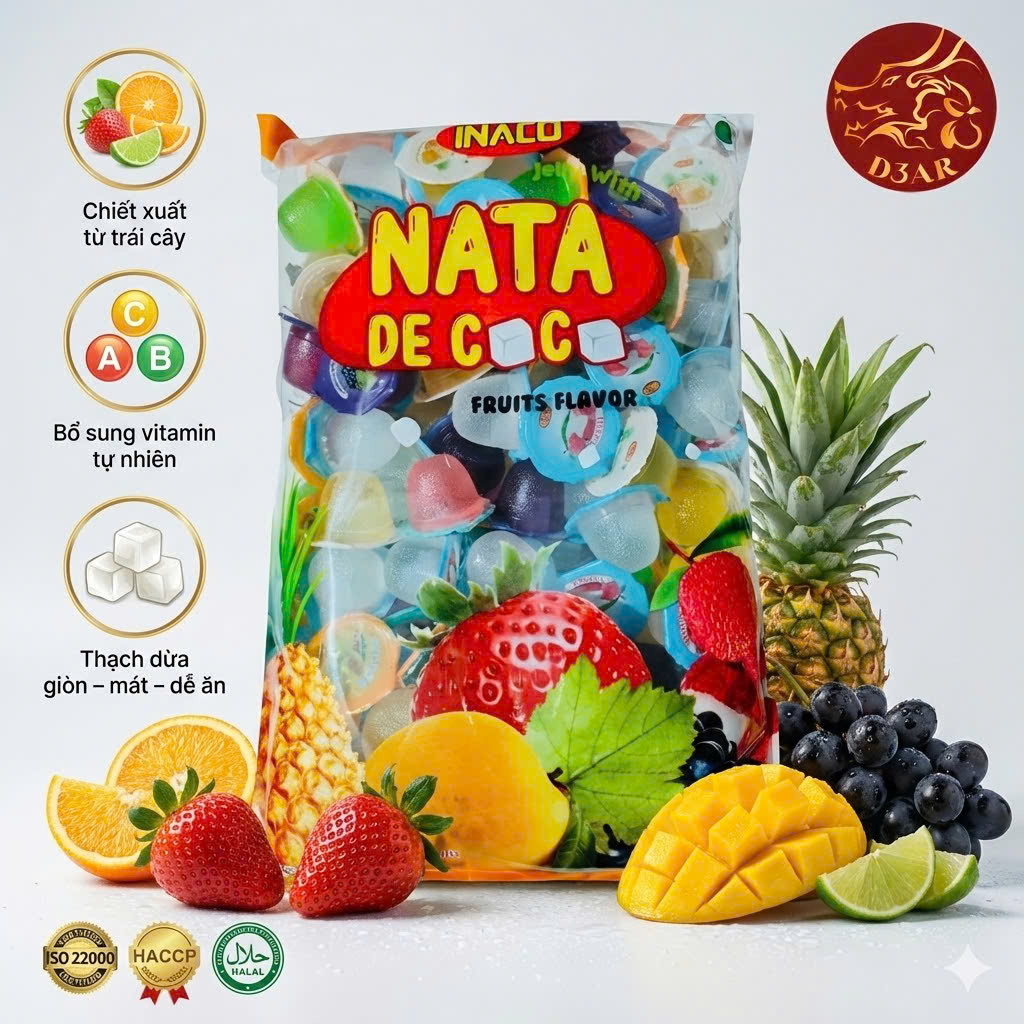 Túi 1,5 ký Thạch hương trái cây Nata de Coco - INACO Mini Jelly