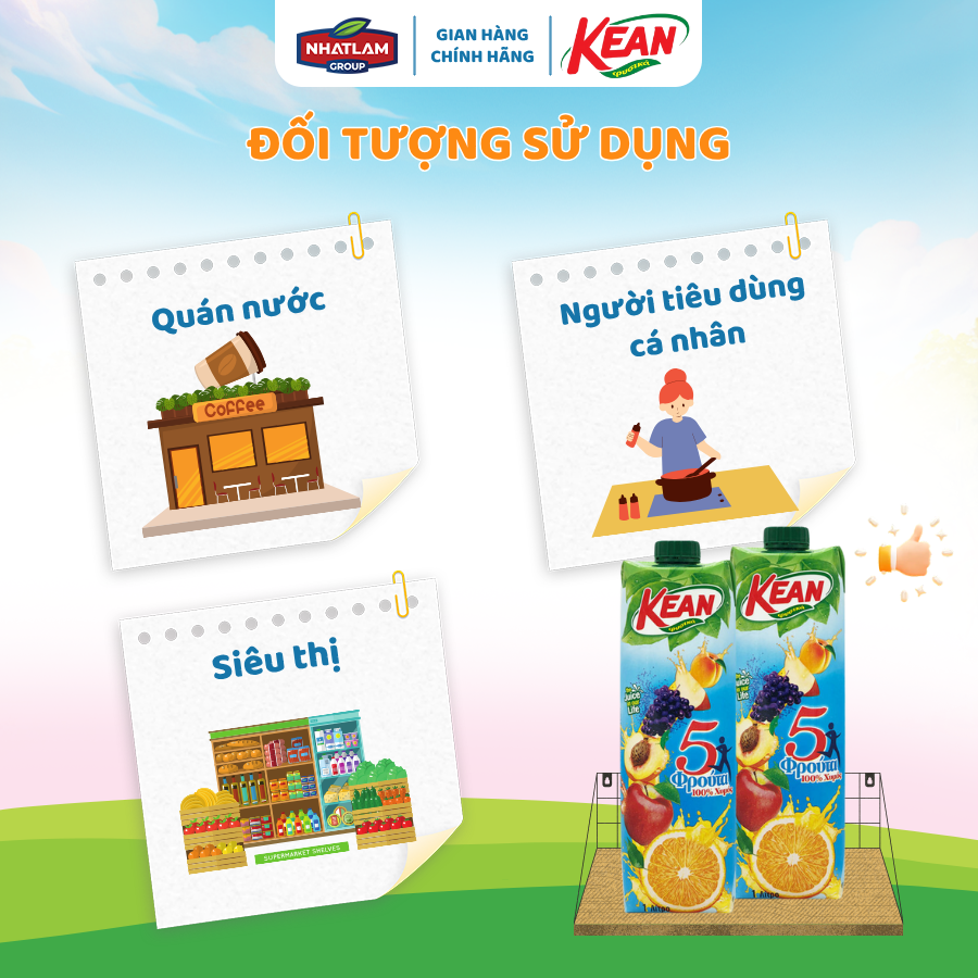 Combo 3 Nước ép trái cây cocktail - KEAN (1 lít/chai x 12 chai/thùng)
