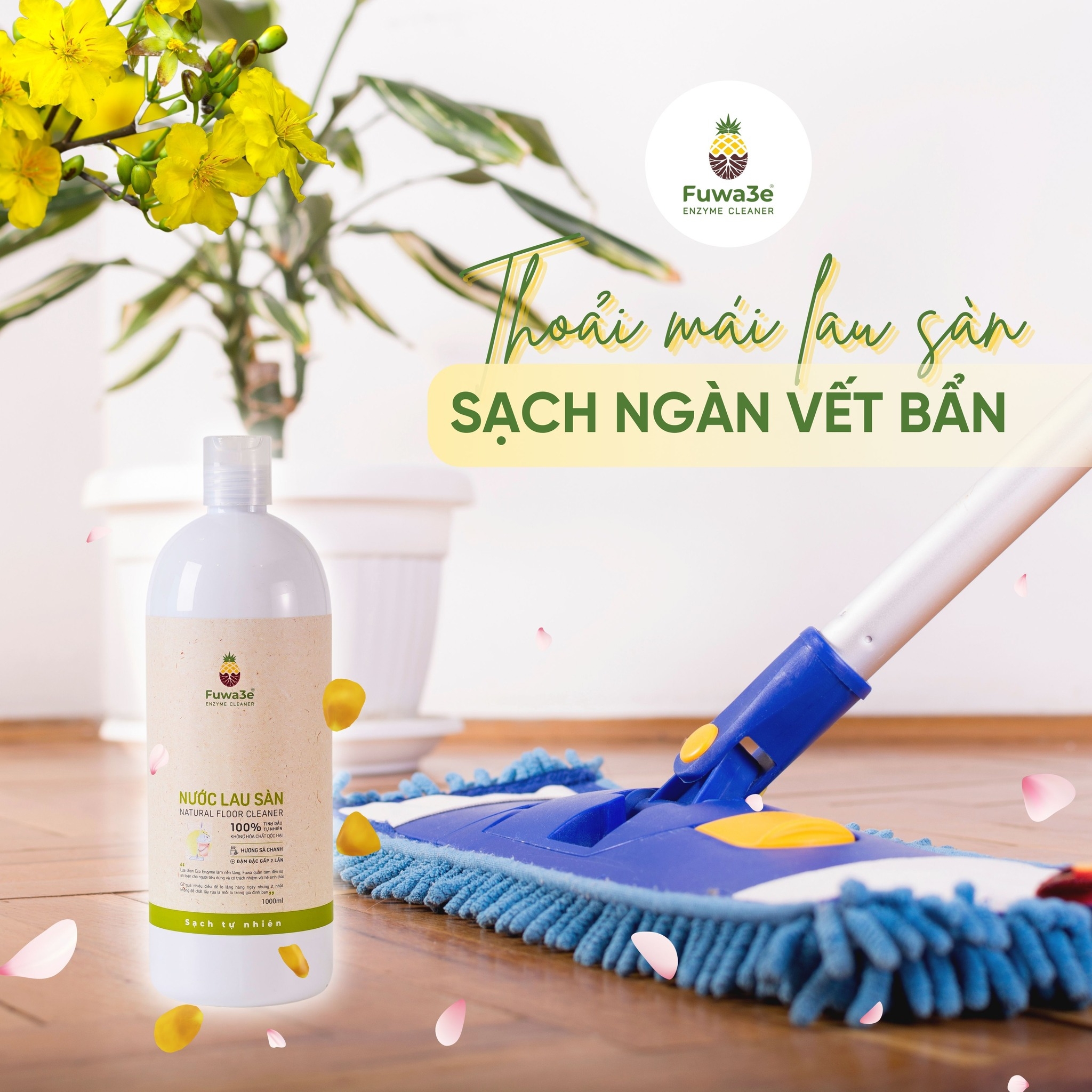 Nước lau sàn tinh dầu Sả chanh FUWA3E 1L