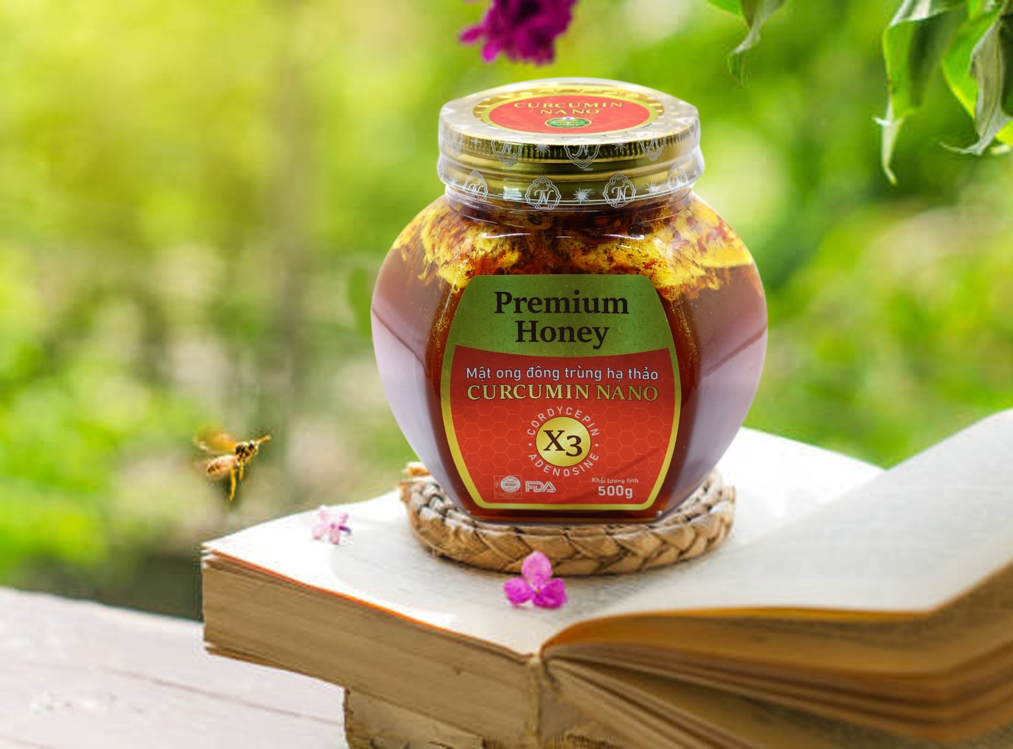 Mật ong đông trùng hạ thảo Curcumin Nano (Hộp 500g)