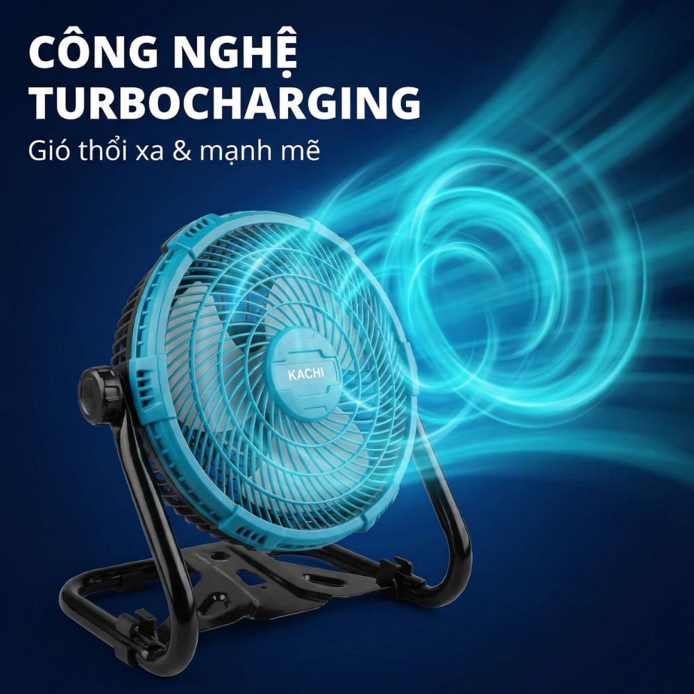 Quạt Để Bàn Tích Điện Kachi MK443 – Gió Turbo Mạnh Mẽ, Xoay 360 Độ, Thiết Kế Di Động Đa Năng - 3