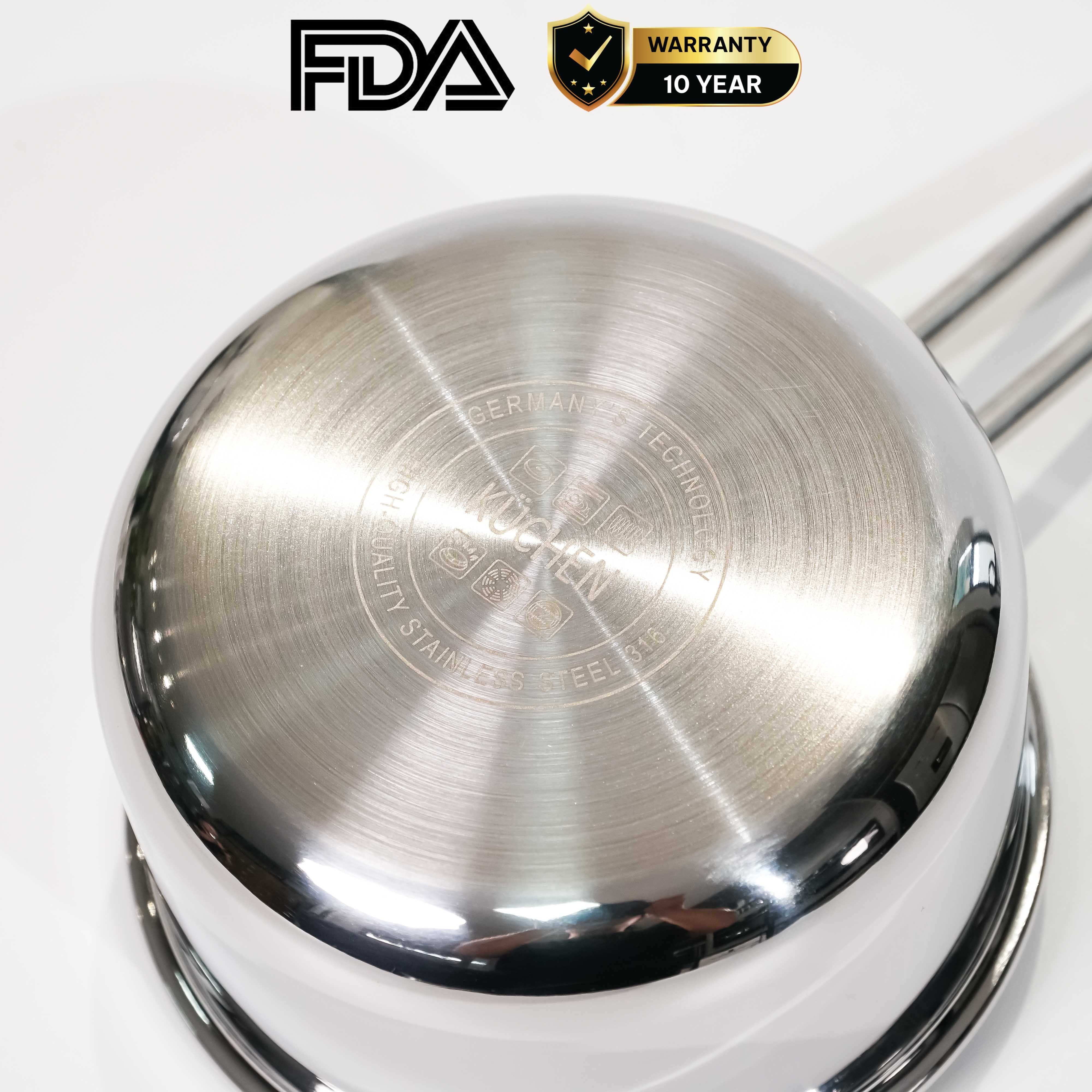 Chảo inox 316 12cm thành cao, cao cấp KUCHEN KU SP121316