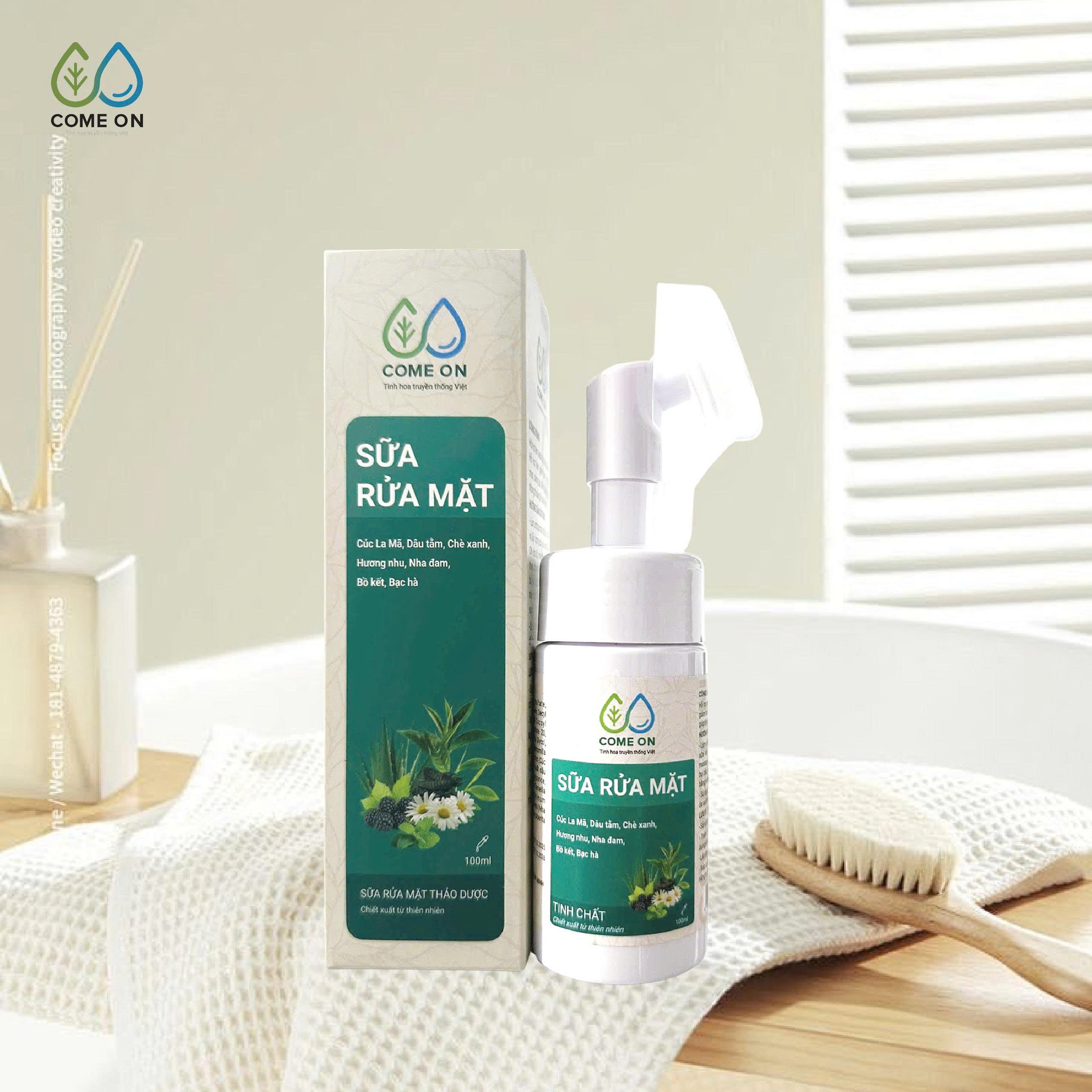 Sữa rửa mặt thảo dược COME ON làm sạch da, sáng da, thông thoáng lỗ chân lông 100ml
