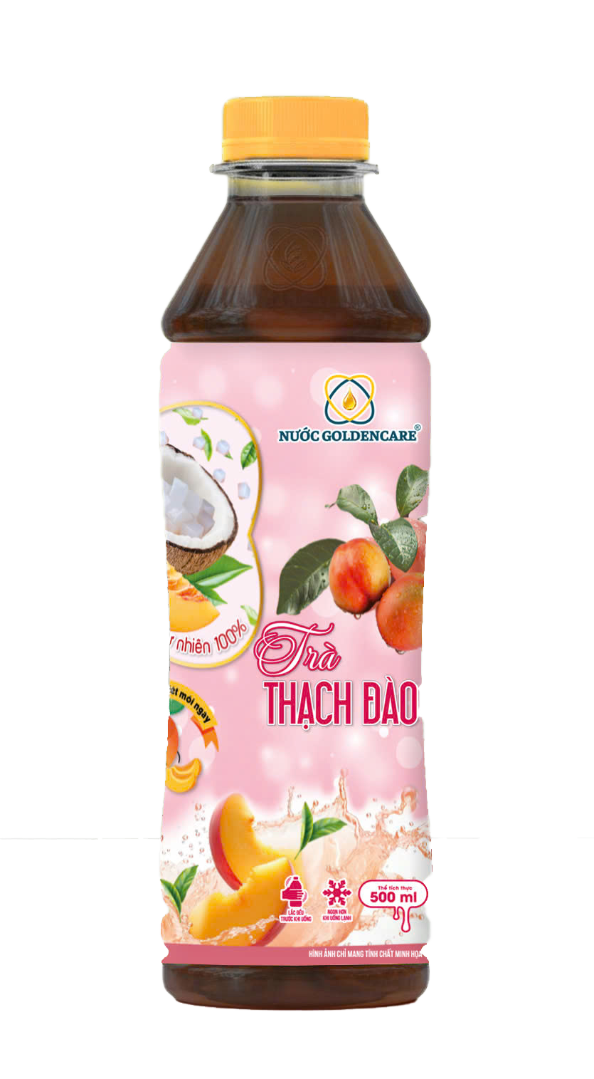 THÙNG 24 CHAI NƯỚC GOLDENCARE - TRÀ THẠCH ĐÀO 500ml - Phân phối chính hãng