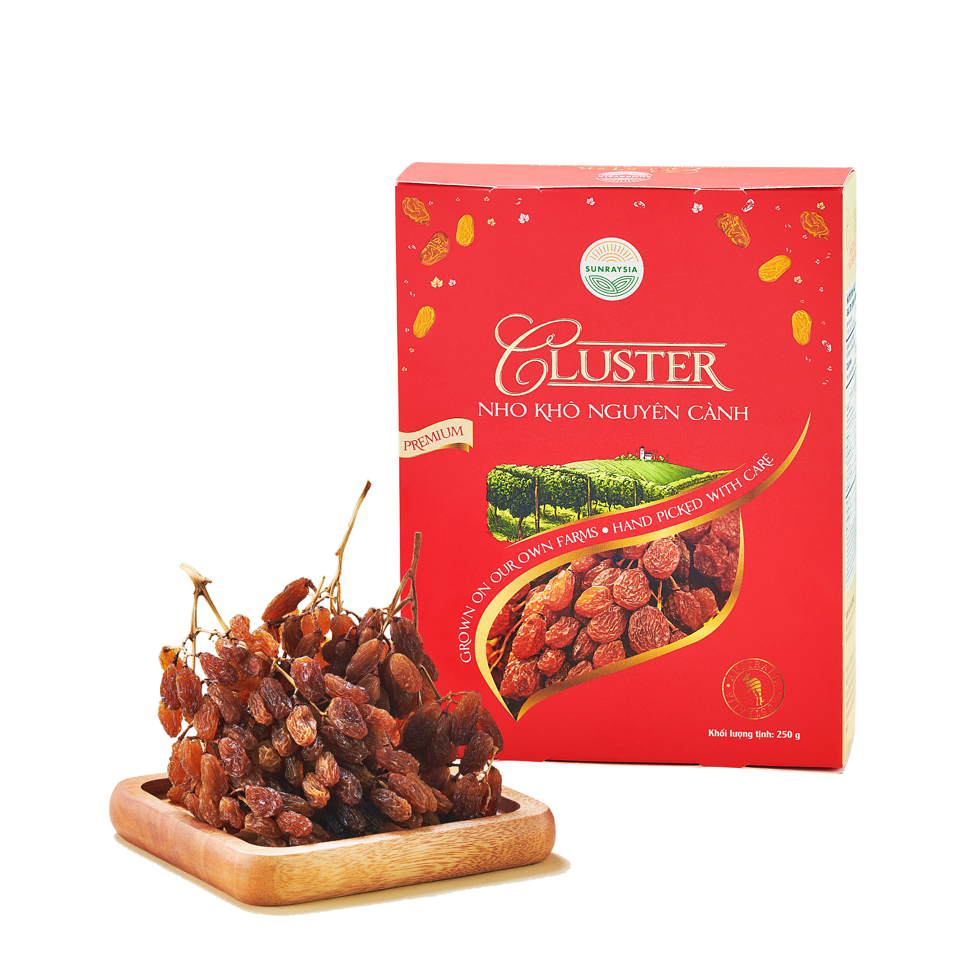 Nho khô nguyên cành nhập khẩu Úc (hộp 250g) - Phân phối chính hãng