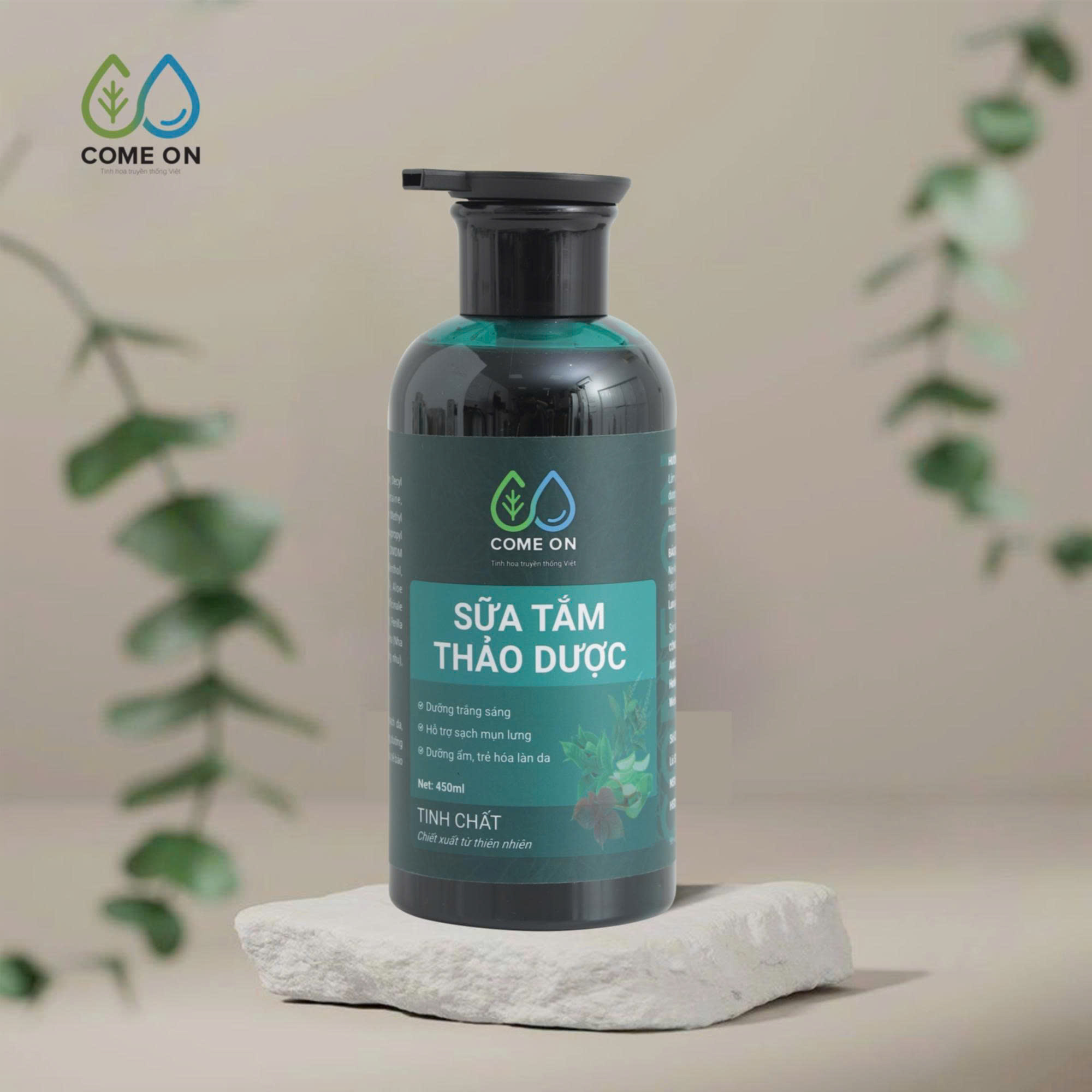 Sữa tắm thảo dược COME ON cấp ẩm, dưỡng da, sạch mụn lưng 450ml