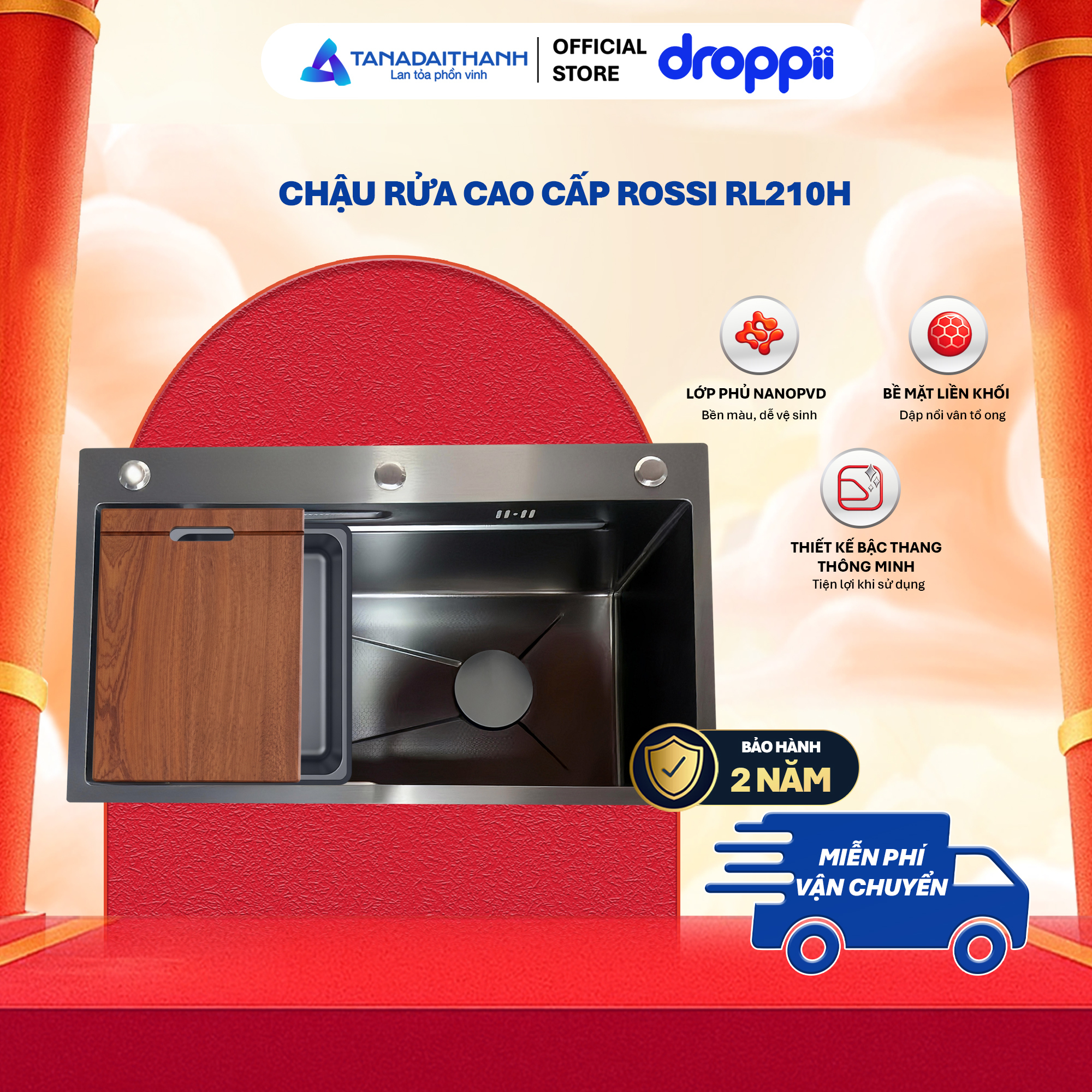 Chậu rửa cao cấp Rossi RL210H - Phân phối chính hãng