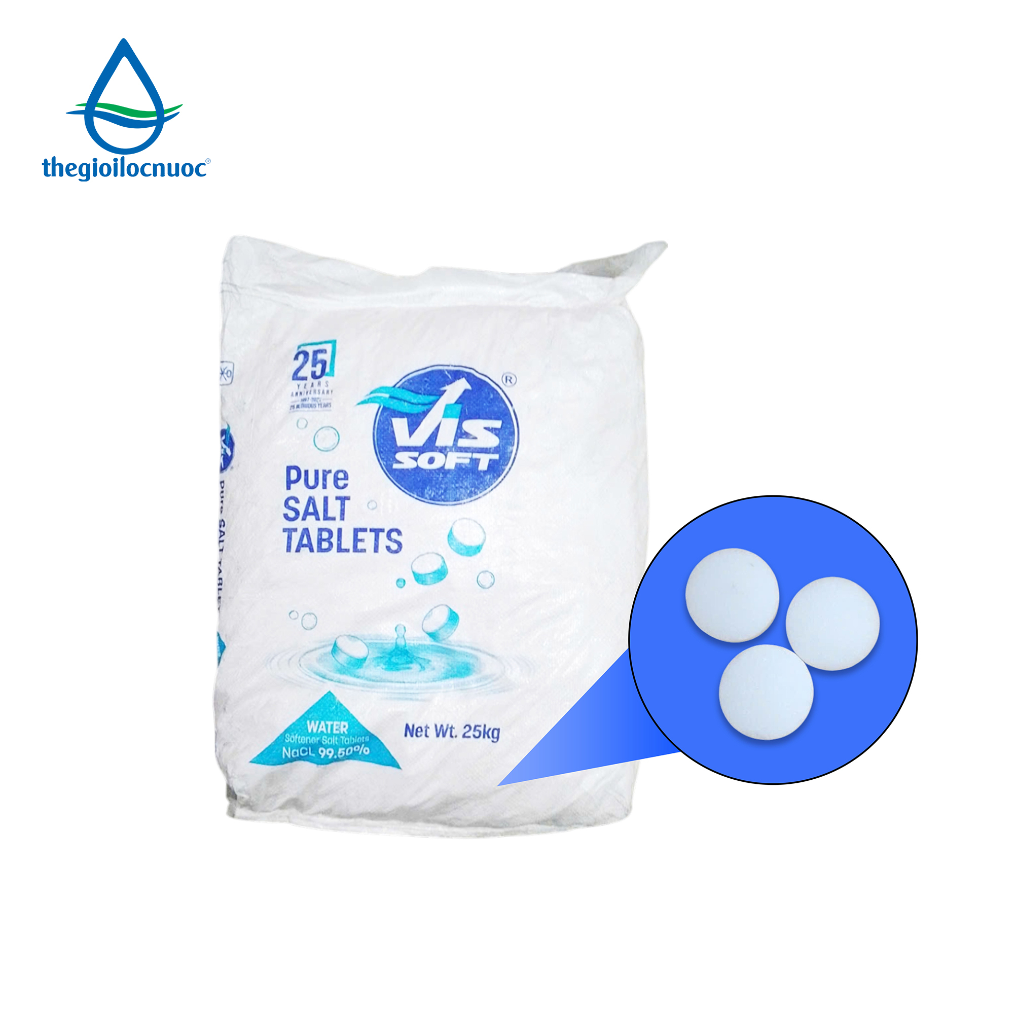 Muối viên tinh khiết Vissoft dùng để hoàn nguyên