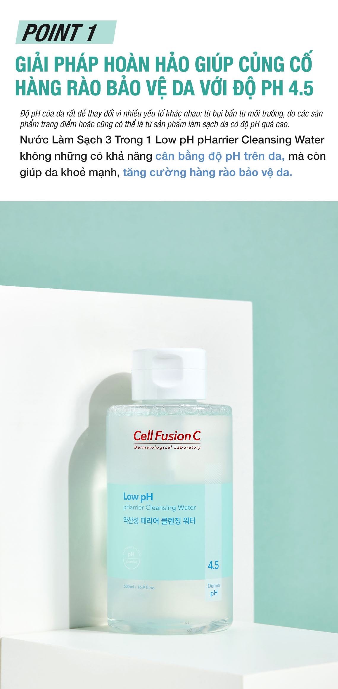 Nước Tẩy Trang Rửa Mặt Cấp Ẩm Cân Bằng độ pH Trên Da Cell Fusion C Low pH Pharrier Cleansing Water - 4