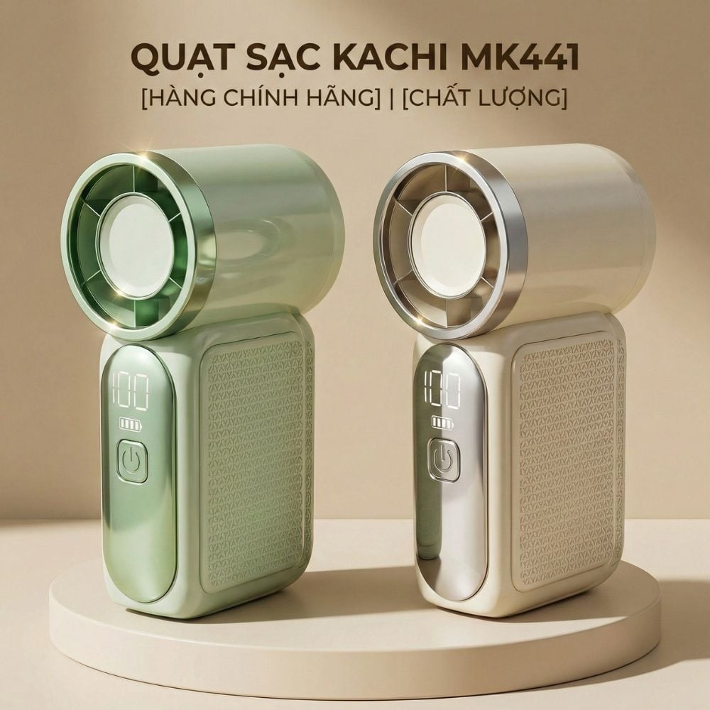 Quạt Cầm Tay Kachi MK441 - Pin Khủng 3000mAh, Màn Hình LED Hiển Thị, 6 Cấp Độ Gió (Bảo Hành 18 Tháng)