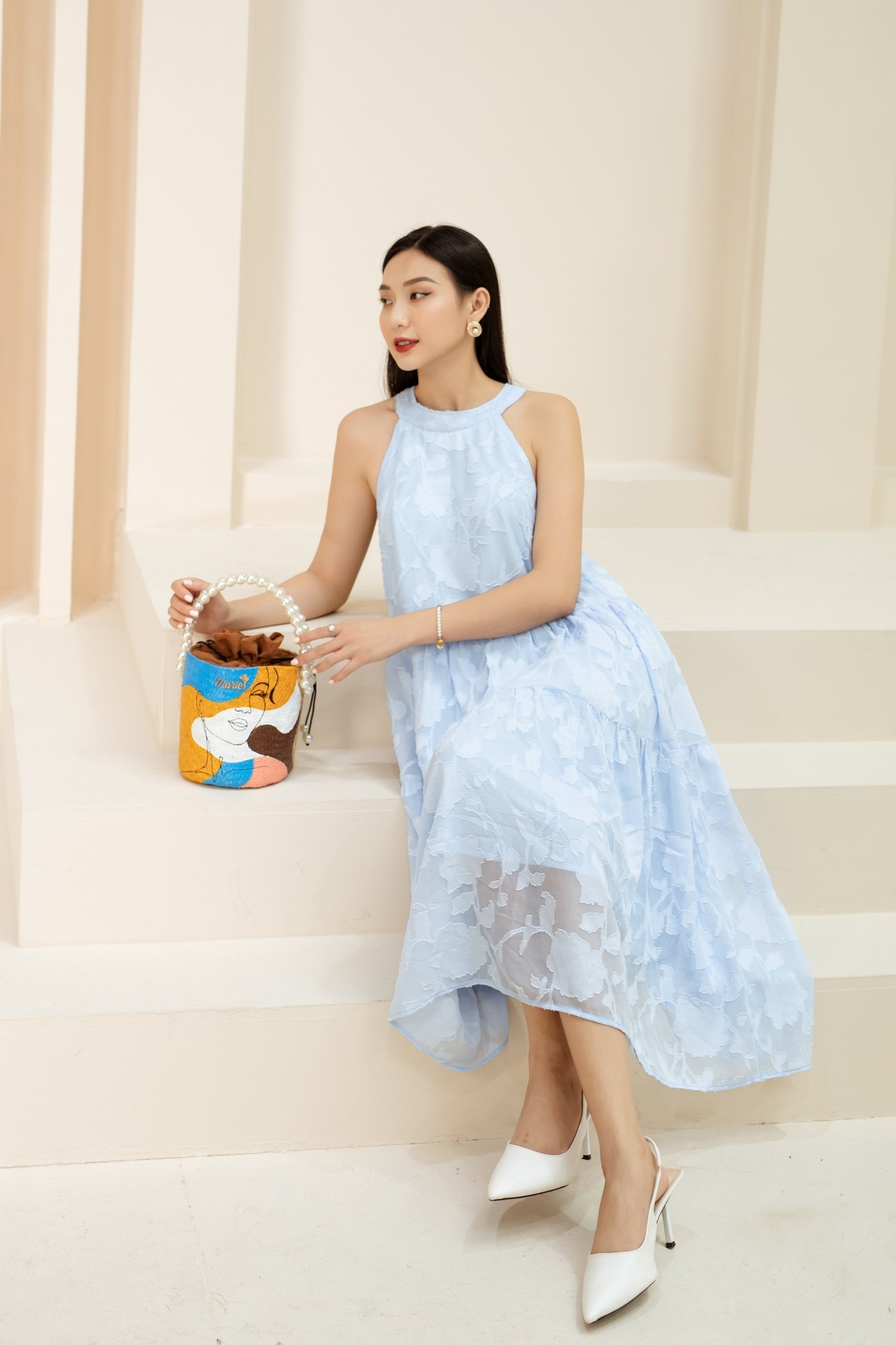Đầm cổ yếm xanh Joyce-duoc-ban-tai-PL Home & Health Store