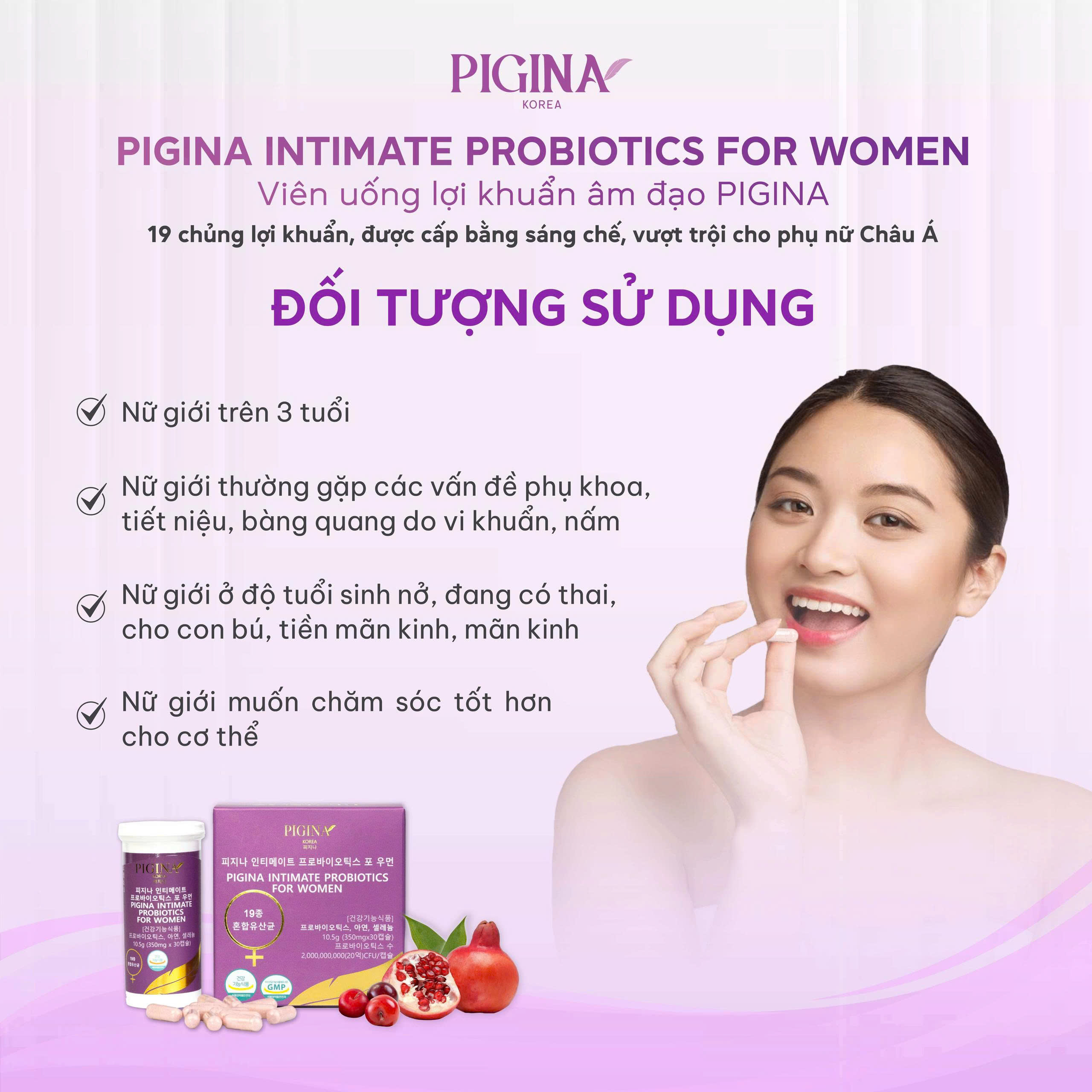 Viên uống bổ sung lợi khuẩn cho nữ giới Pigina (30 viên) - 8