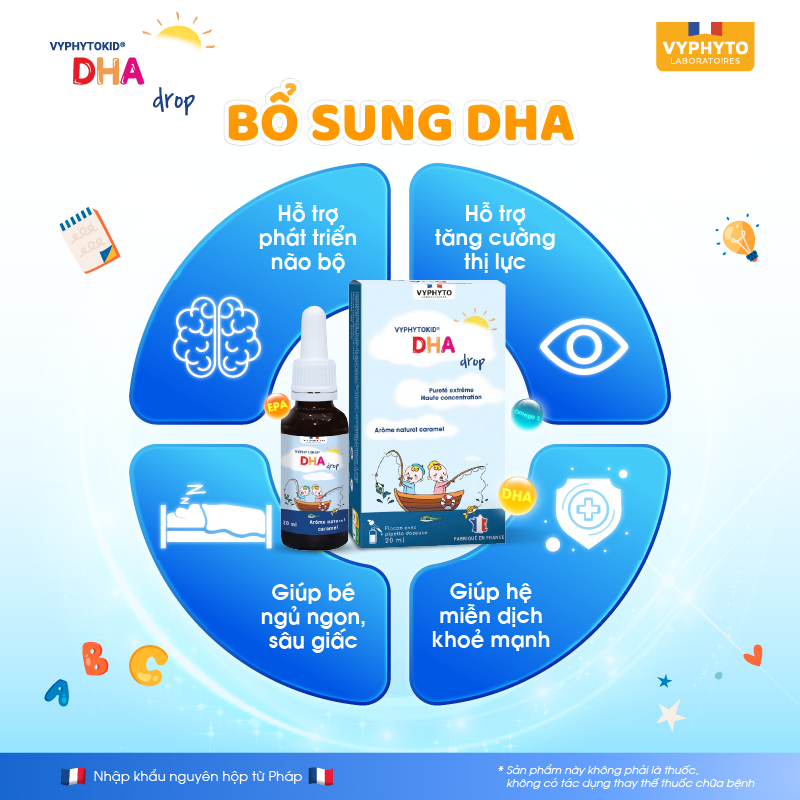 Thực phẩm bảo vệ sức khỏe VYPHYTOKID DHA drop bổ sung DHA hàm lượng cao cho bé