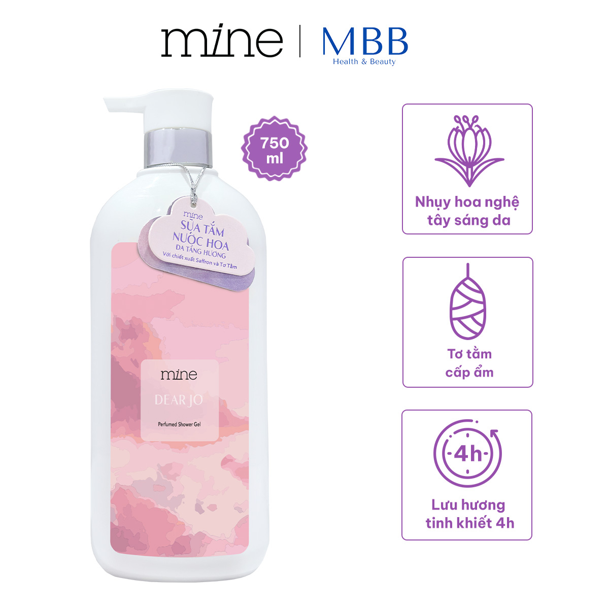 Sữa tắm dưỡng ẩm nước hoa Mine Dear Jo 750g