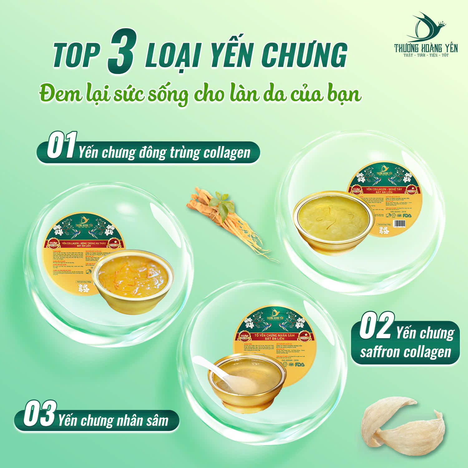 SET 6 Yến chưng Ăn liền mix vị Đặc biệt - THƯỢNG HOÀNG YẾN 140gr