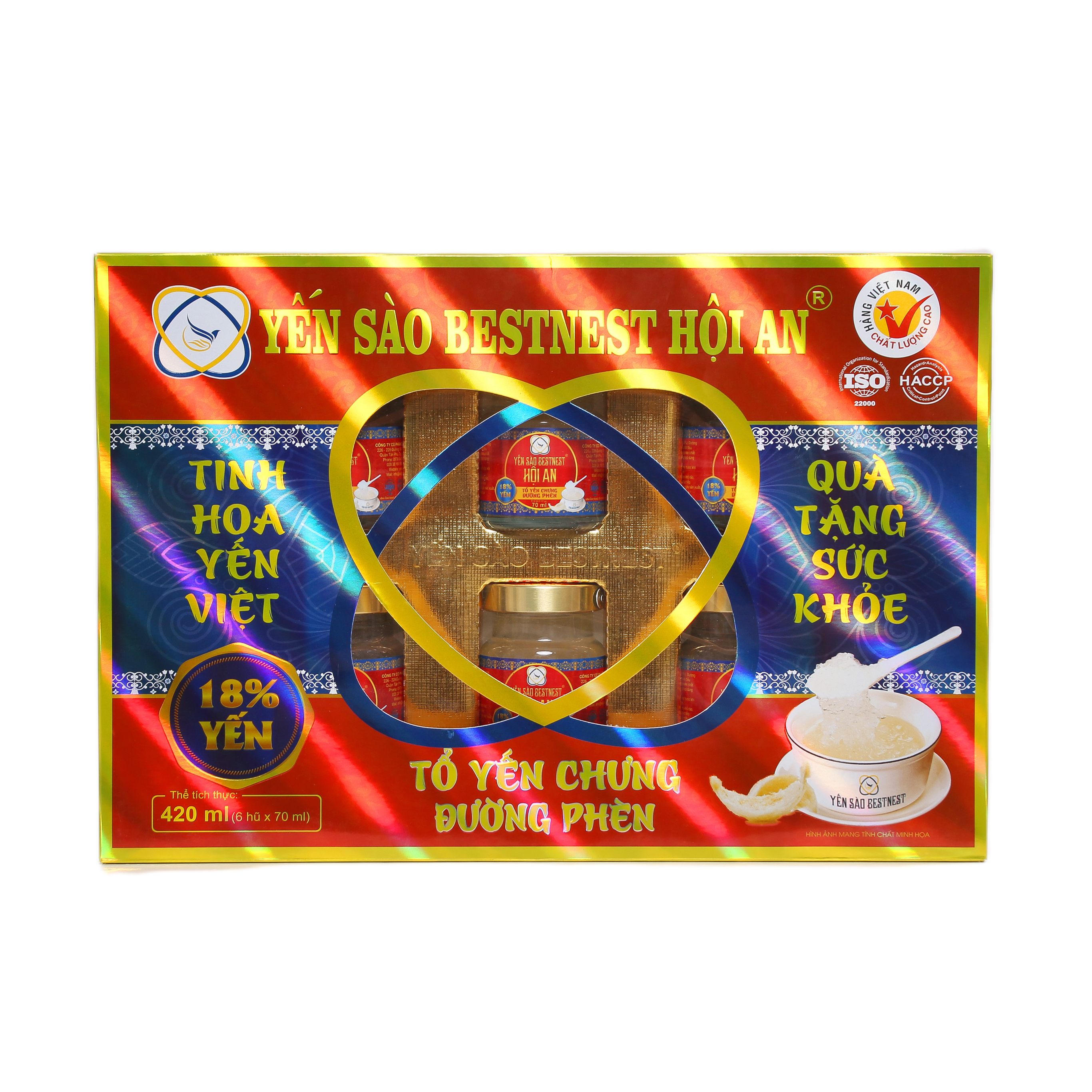 Lốc 6 hũ Tổ yến chưng sẵn BESTNEST HỘI AN 18% Đường Phèn - Phân phối chính hãng