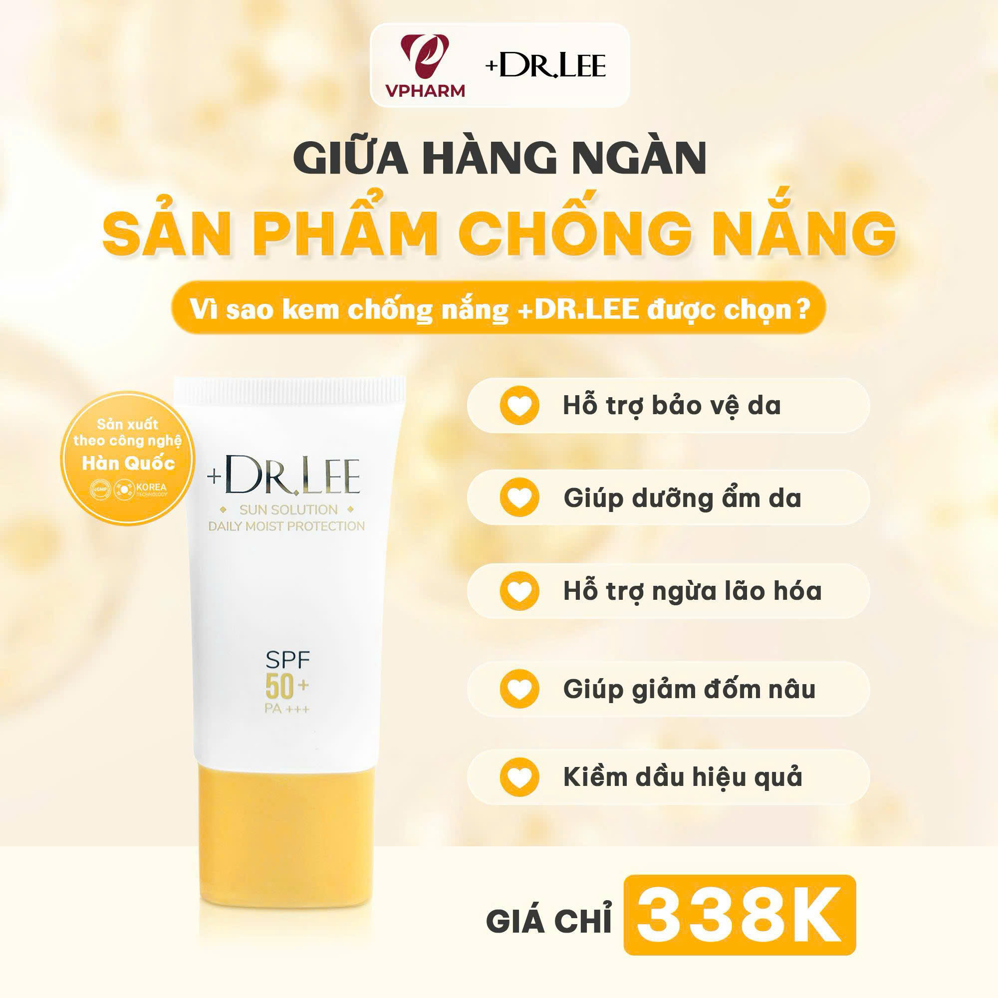 Kem chống nắng Sun Solution Daily Moist Protection +Dr.lee SPF 50+ và PA+++ 45g