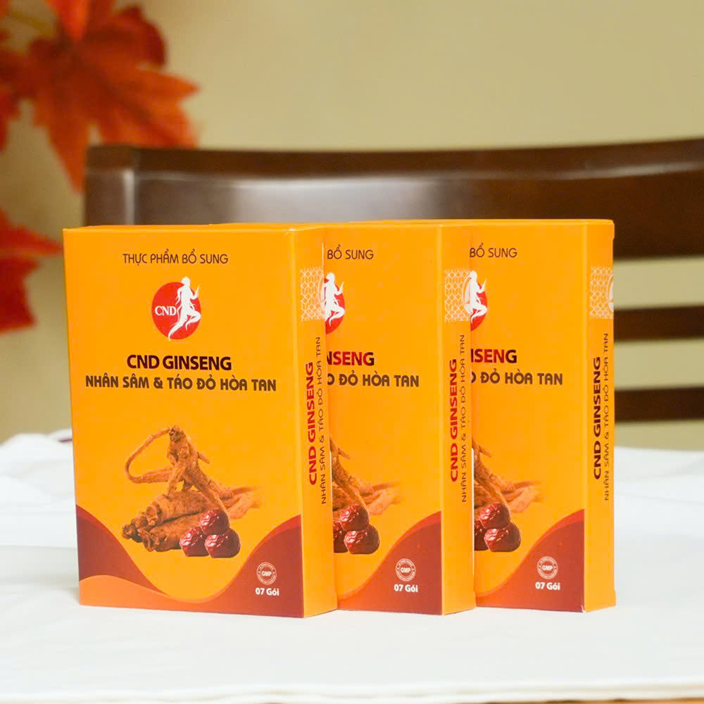 Combo 10 hộp Thực phẩm bổ sung Nhân sâm và táo đỏ hoà tan loại 7 gói - Phân phối chính hãng