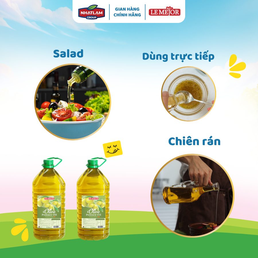 Dầu Ô Liu Pomace Le Mejor 5L – Giá Tốt Cho Nhà Hàng, Chiên Xào Tiết Kiệm