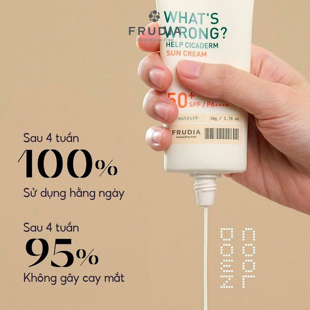 Kem chống nắng thuần chay chiết xuất Rau Má Frudia what's wrong help Cicaderm sun cream SPF50+/PA++++50g-duoc-ban-tai-Siêu Thị Ánh Nguyệt