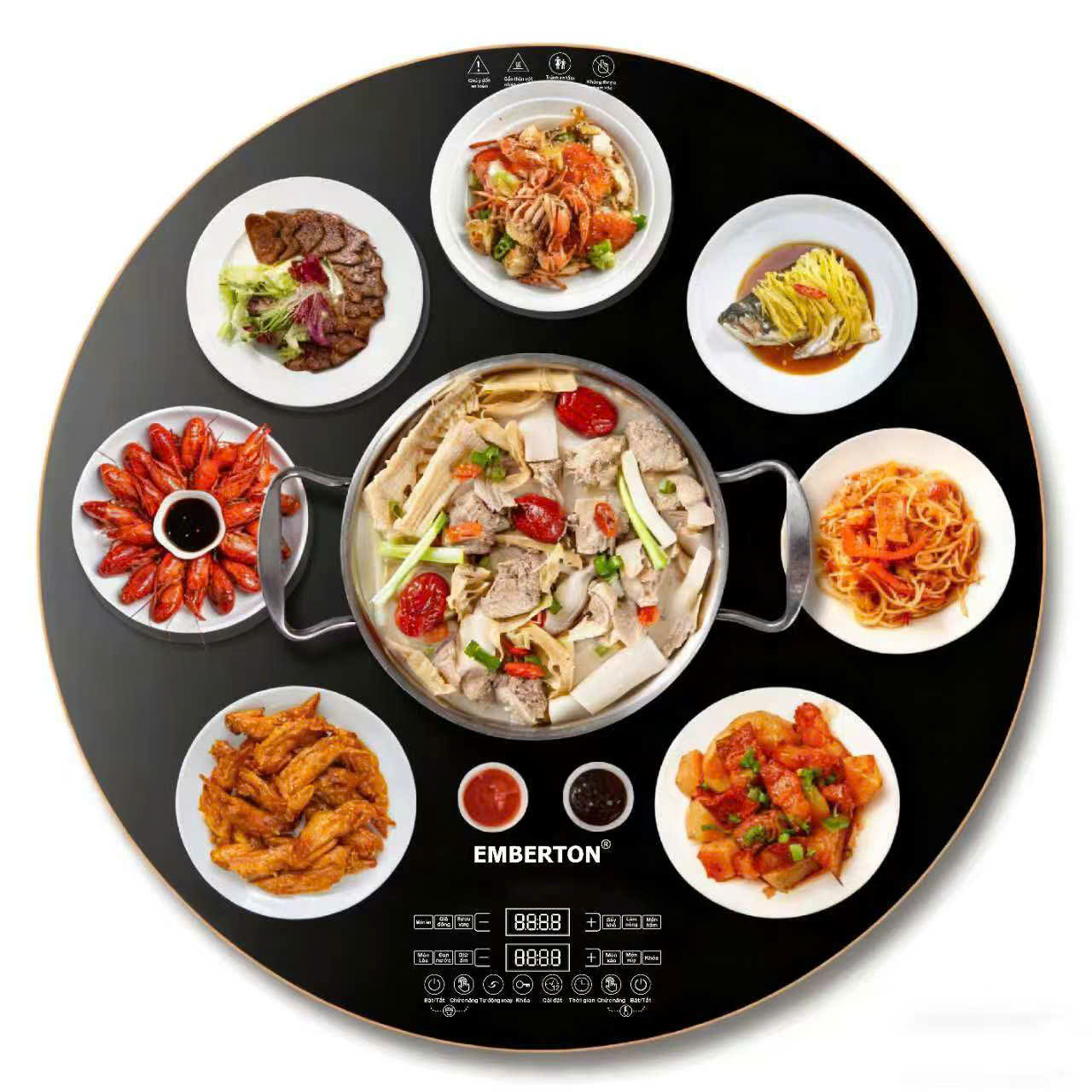 Bàn xoay hâm nóng đa năng bằng điện EB 1070B – 70cm