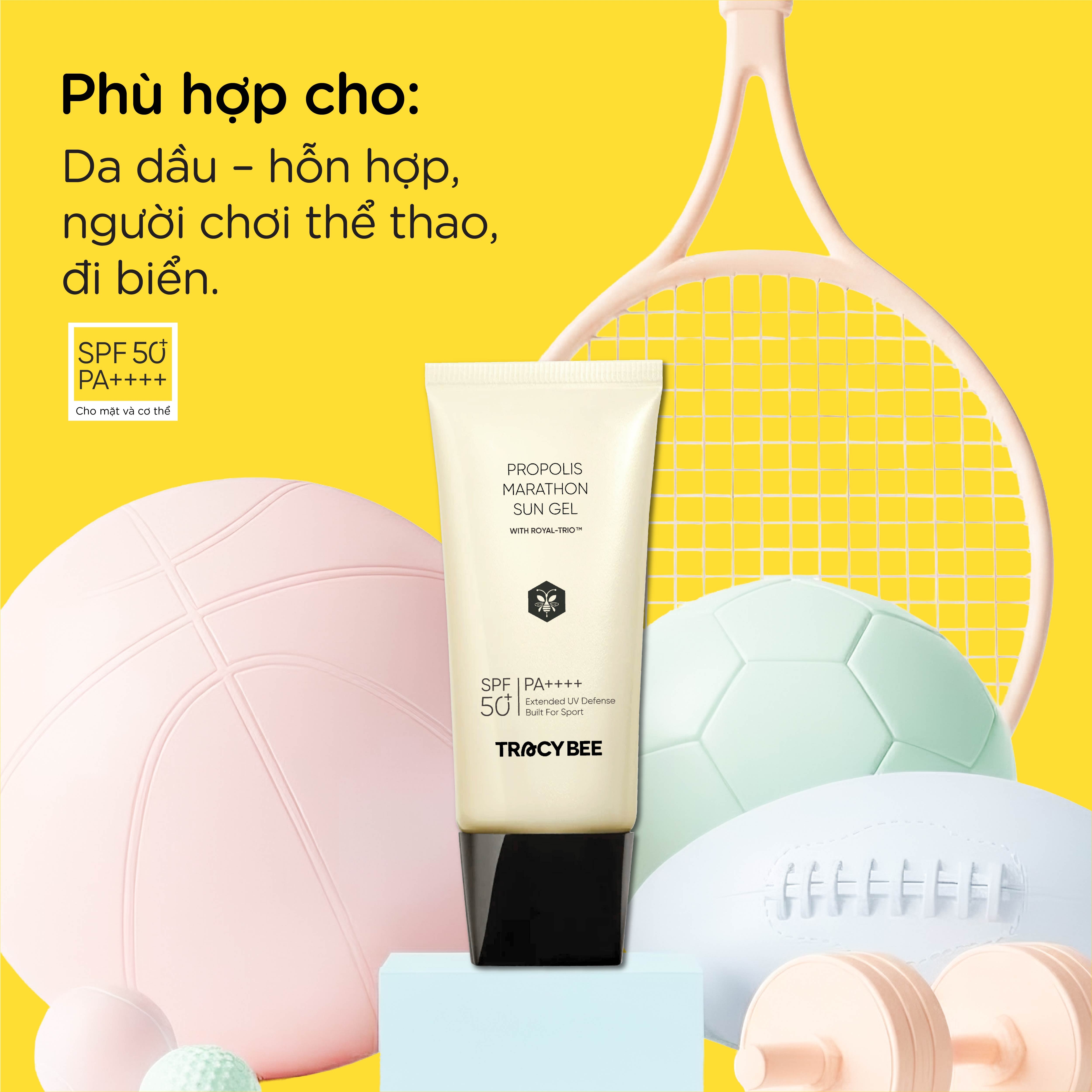 Kem chống nắng Tracybee Propolis Marathon bền bỉ ngoài trời cho mọi loại da SPF50+ PA++++(50ml)