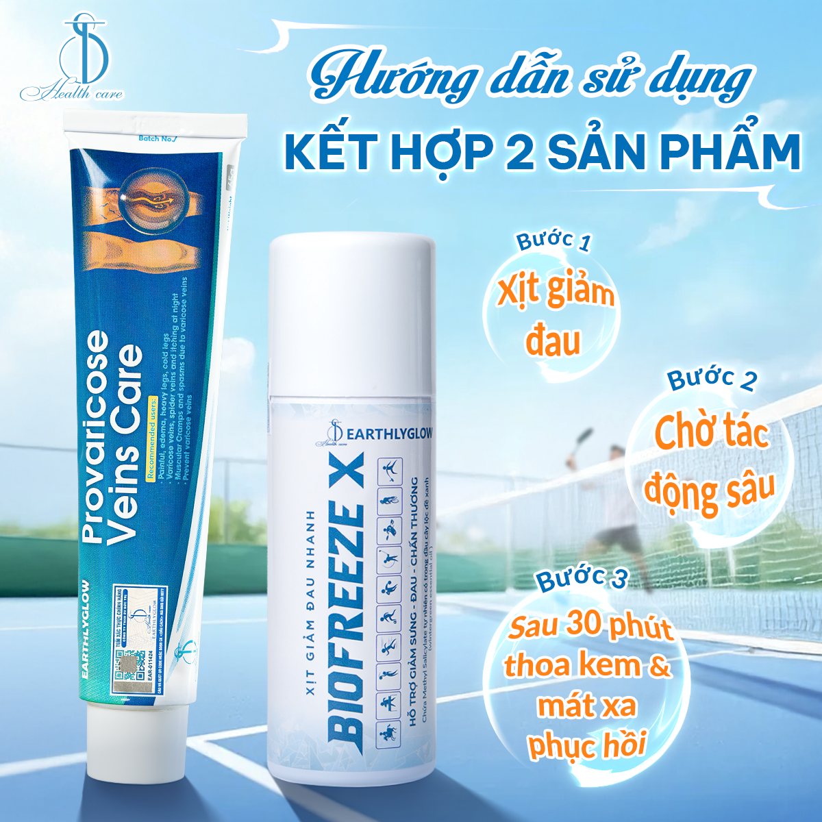 Combo hỗ trợ giảm đau nhanh Biofreeze & Earthlyglow 