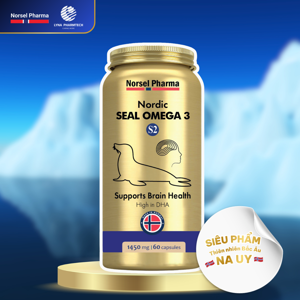 Thực Phẩm Bảo Vệ Sức Khỏe Nordic Seal Omega 3 S2 - lọ 60 viên - Phân phối chính hãng