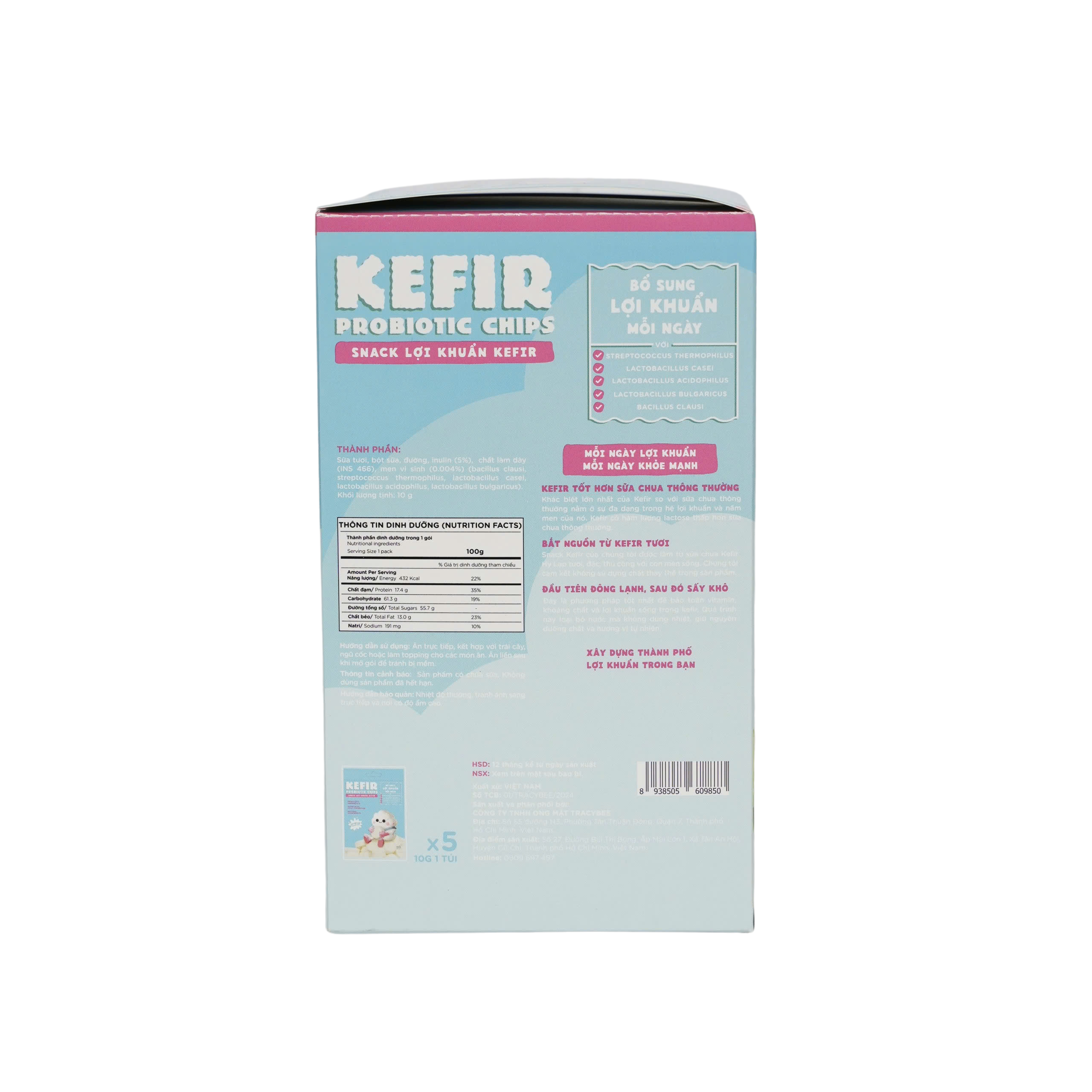Hộp Snack Lợi Khuẩn Kefir Vị Nguyên Bản (5 gói)