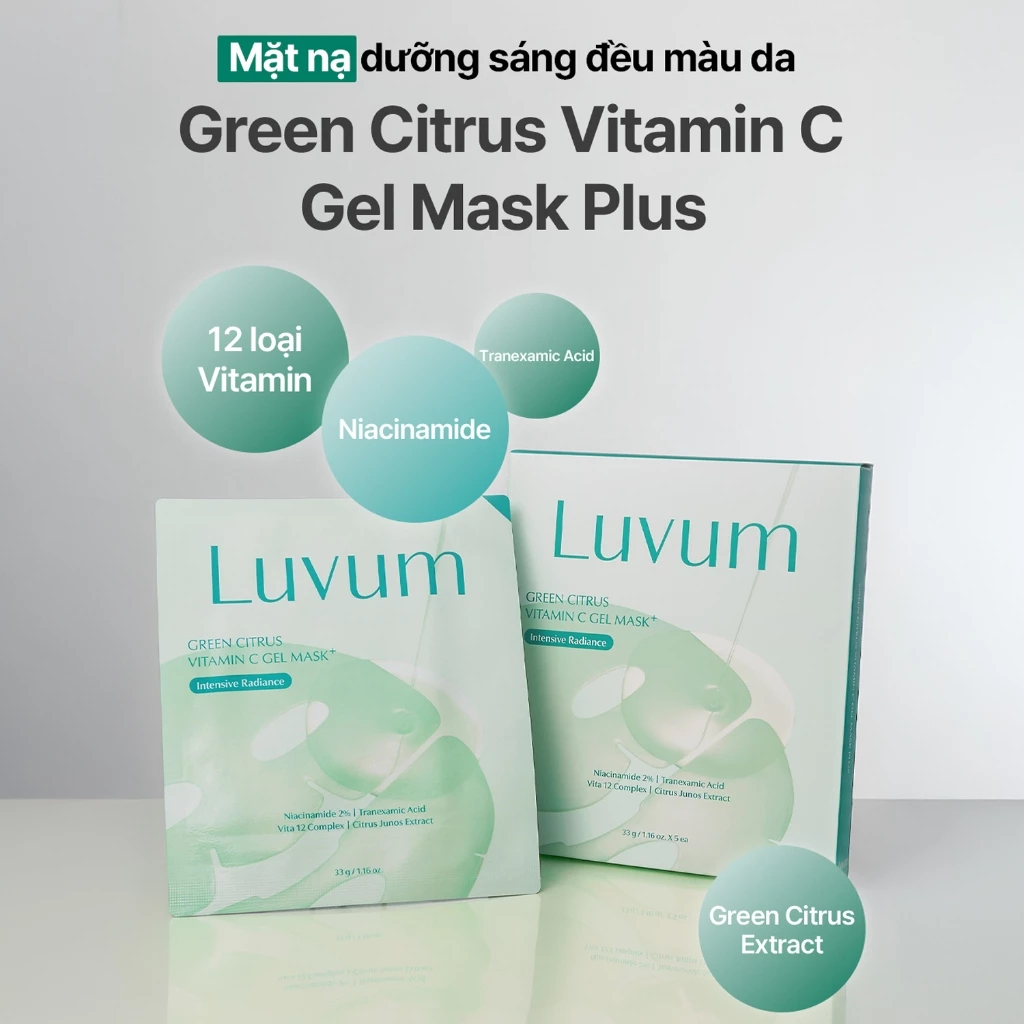 Mặt nạ LUVUM Green Citrus Vitamin C Gel Mask Plus giúp dưỡng sáng đều màu da (hộp 5 miếng x 33g) - 2