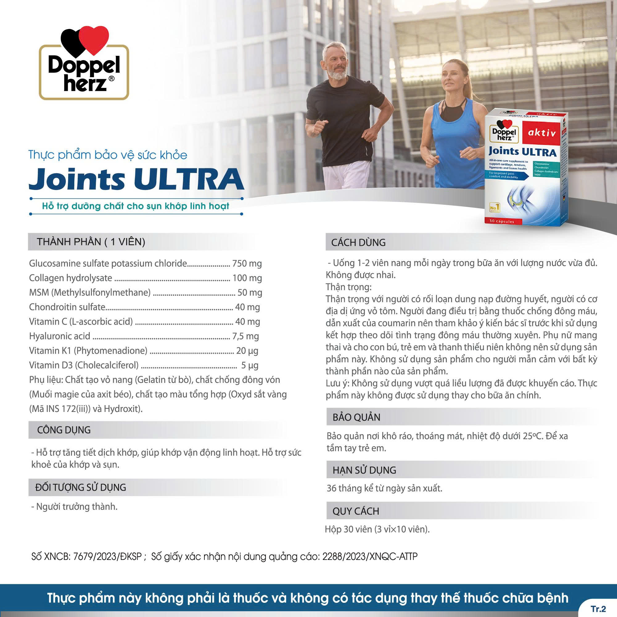 TPBVSK Joints ULTRA hỗ trợ giảm các triệu chứng thoái hóa khớp, bảo vệ sụn khớp ( hộp 30 viên) - 3