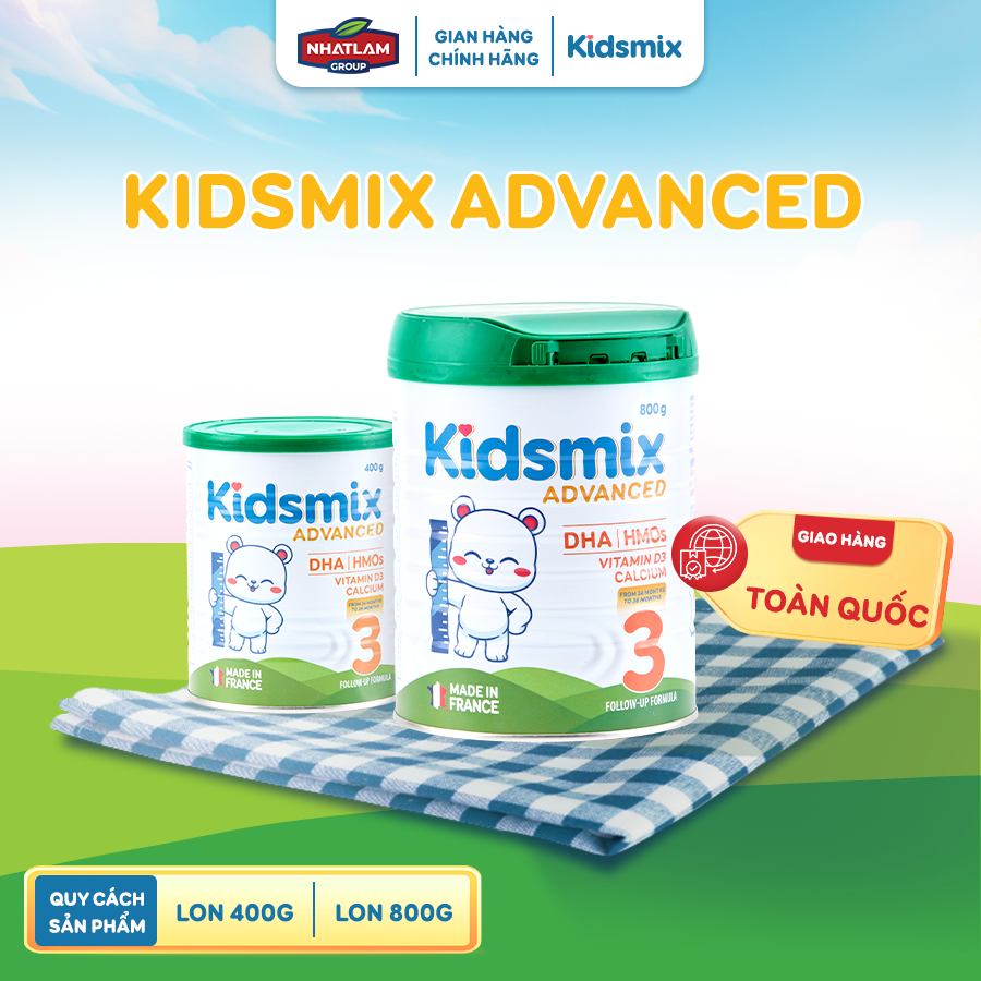 Sữa Bột Kidsmix Advanced Số 3 800gr Dành Cho Bé Từ 24 Tháng Tuổi - Phân phối chính hãng